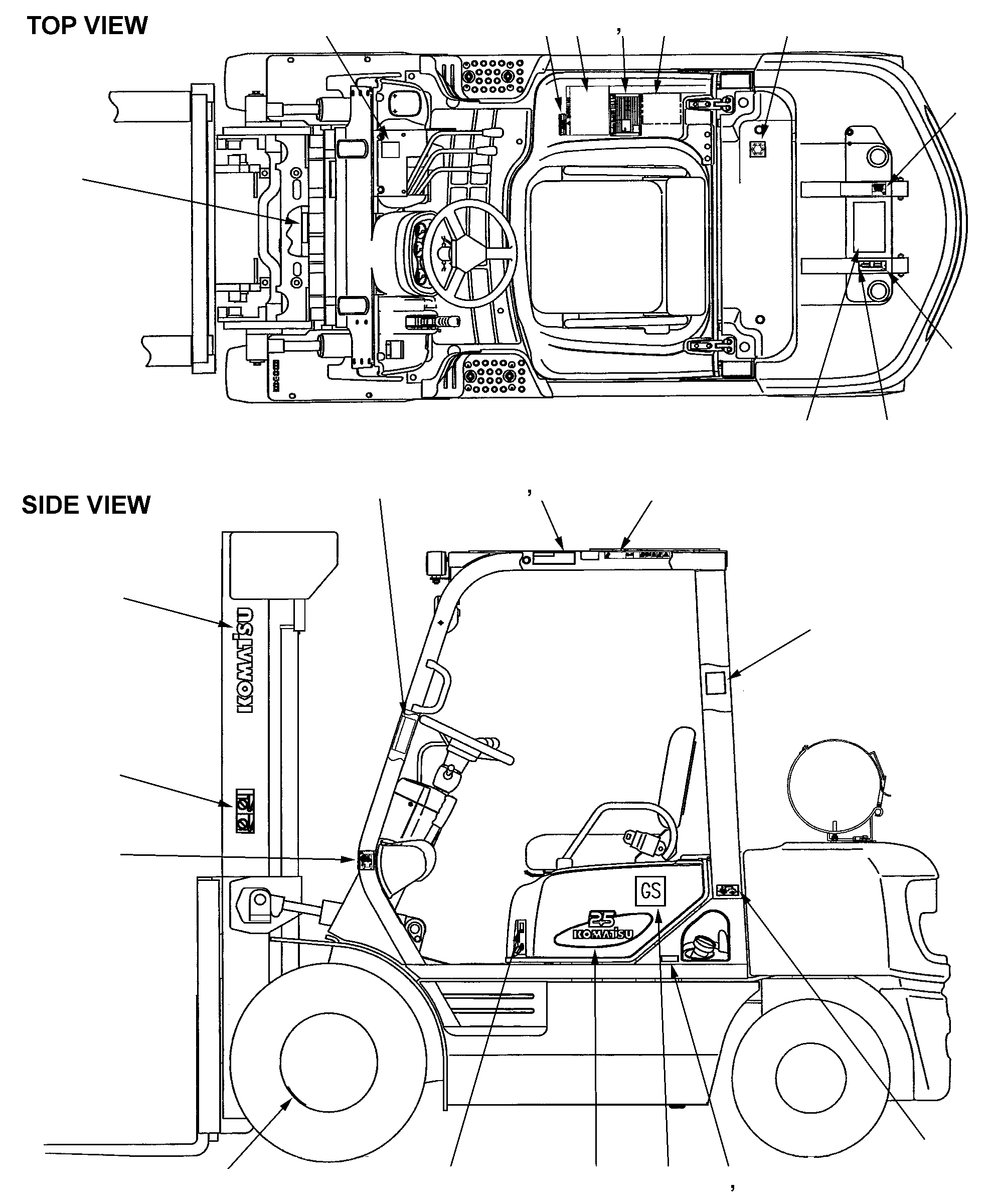 DECAL, BONNET, 2.5 TON, R.H. 37B-1QK-A271 KOMATSU