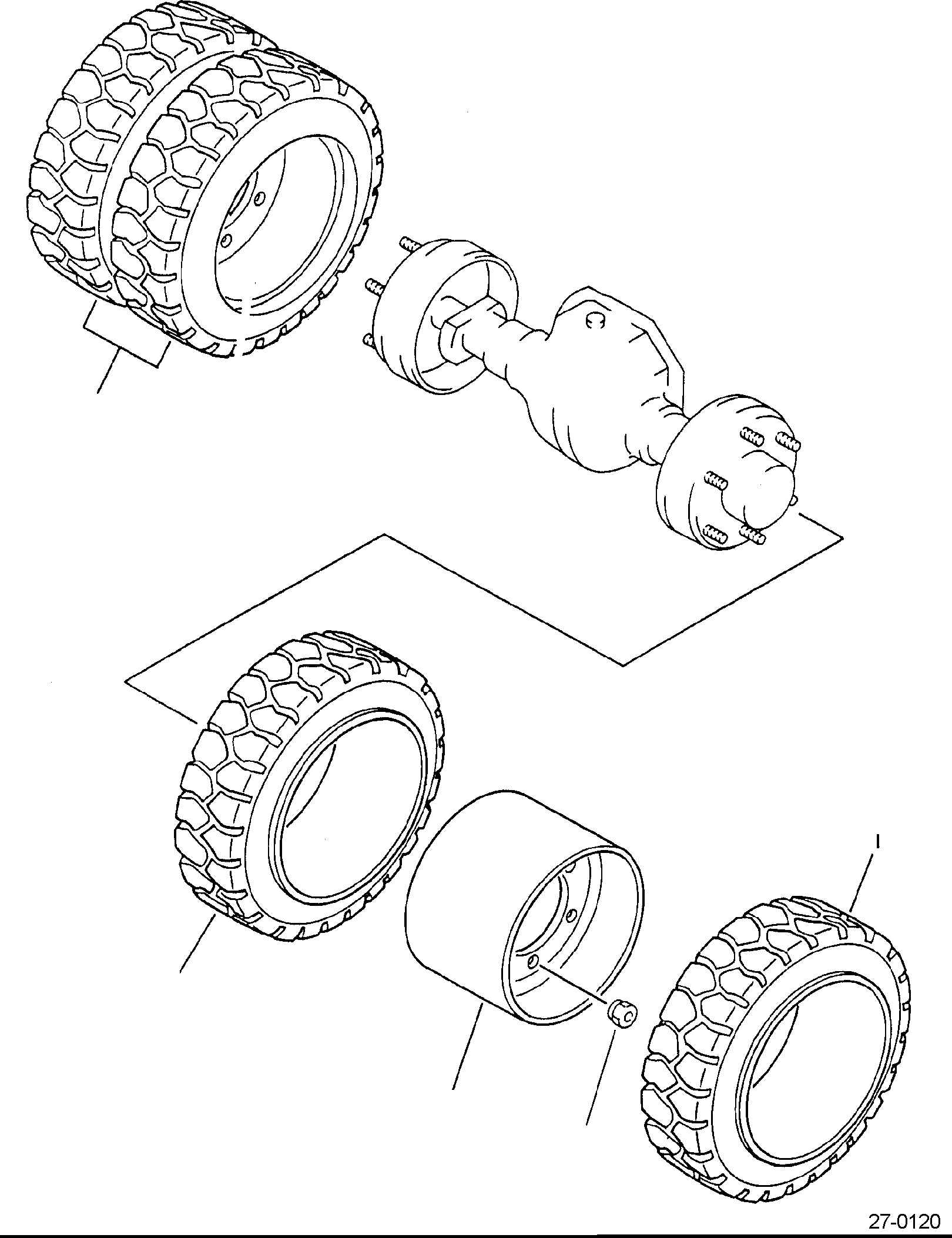 TIRE & RIM - 22X6X16 - STD 37B-1NU-2090 KOMATSU