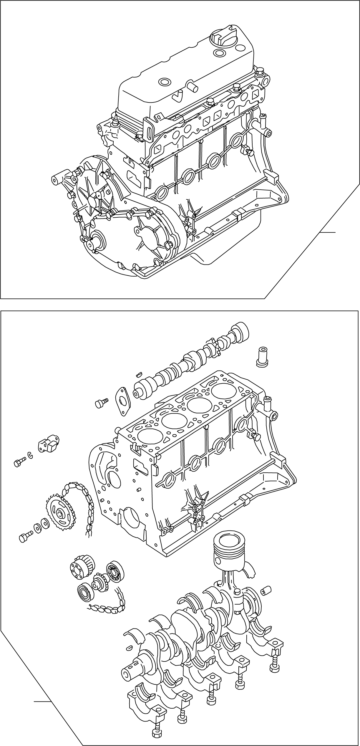 ENGINE, SHORT BLOCK (NO CYLINDER HEAD, NO OIL PAN), K21, ALL 10103-GS00A KOMATSU