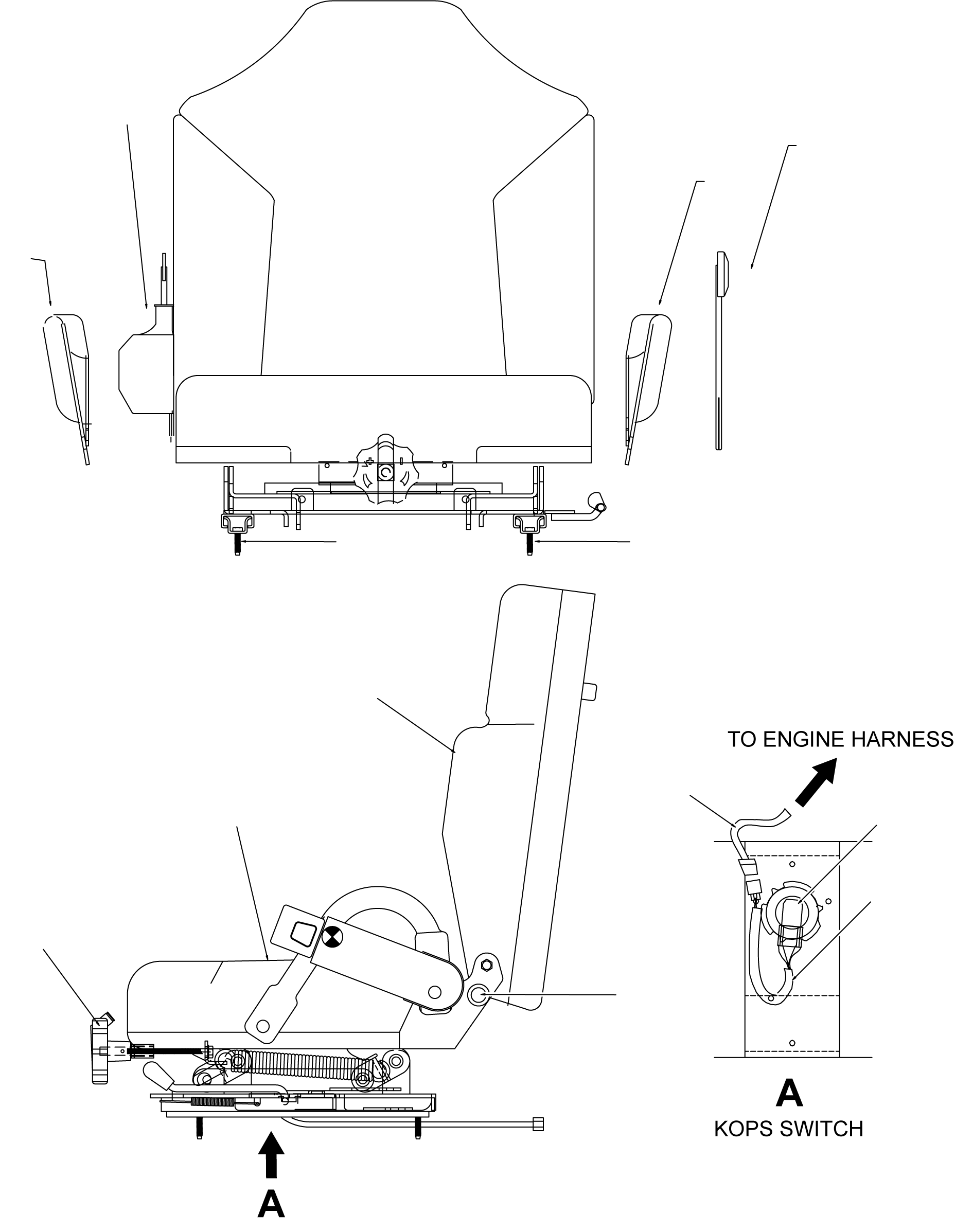 HARNESS, SEAT SWITCH, BONNET SUB 3EB-55-A7672 KOMATSU