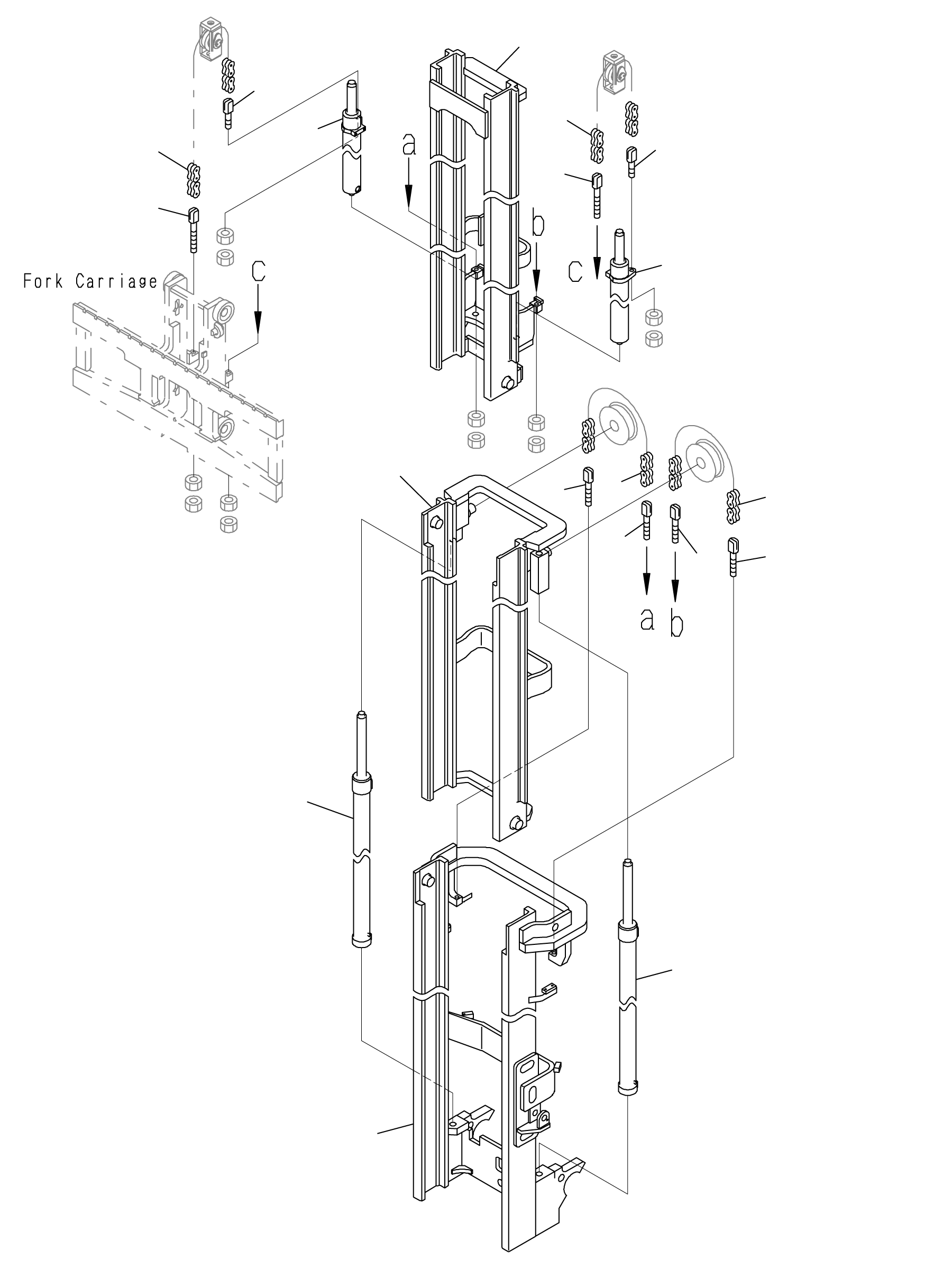 CYLINDER ASSY, REAR (FOR 4.5M MAST) 37D-TDV-6450UE KOMATSU