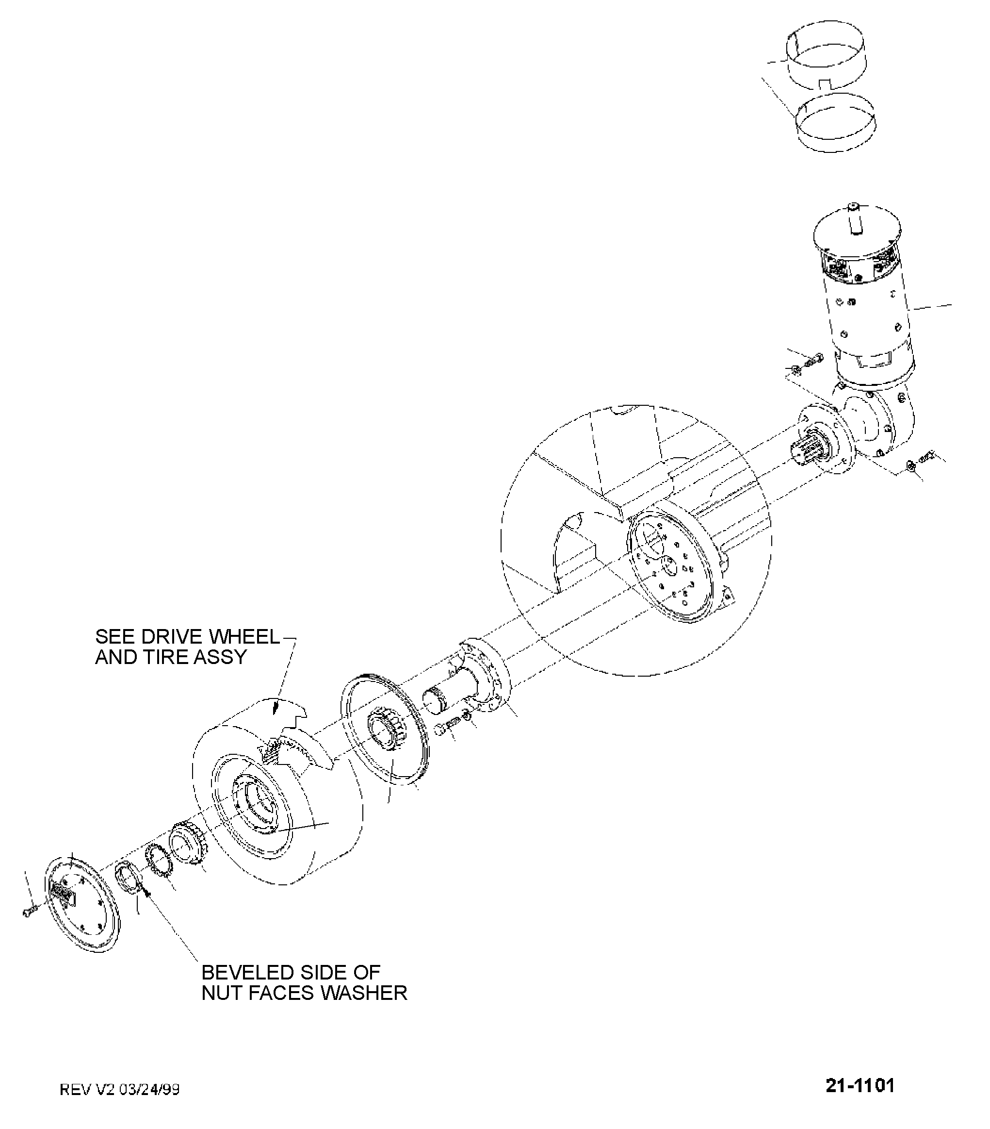 DRIVE UNIT, RIGHT, NEW PINION DESIGN, 8 IN. MOTOR, WIDE TRACK (FS25-30SH, FSV13SH) BS503261 KOMATSU