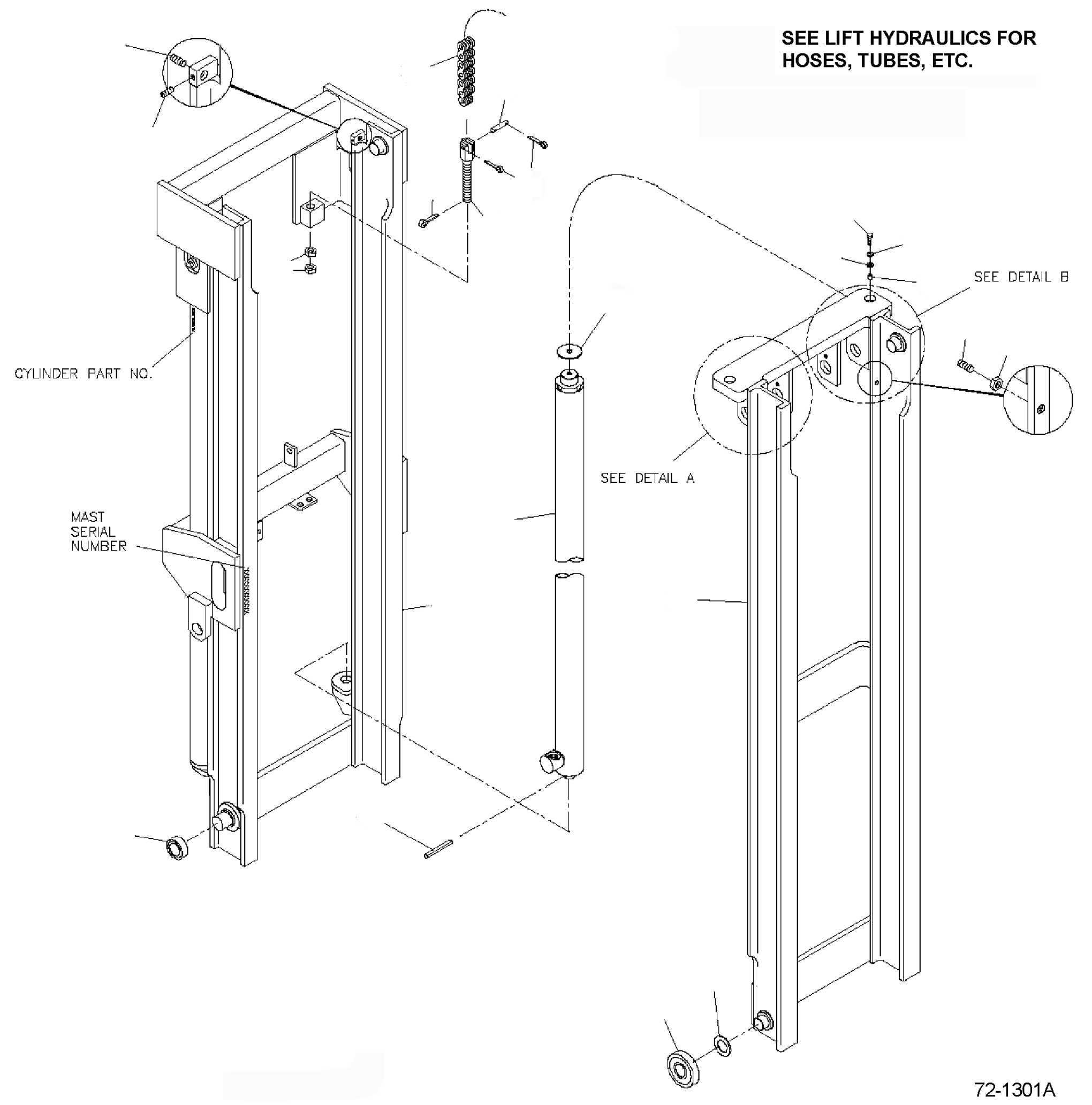 OUTER CYLINDER, LOWERED HEIGHT 92 IN., MAX FORK HEIGHT 212.5 IN. BS503071 KOMATSU