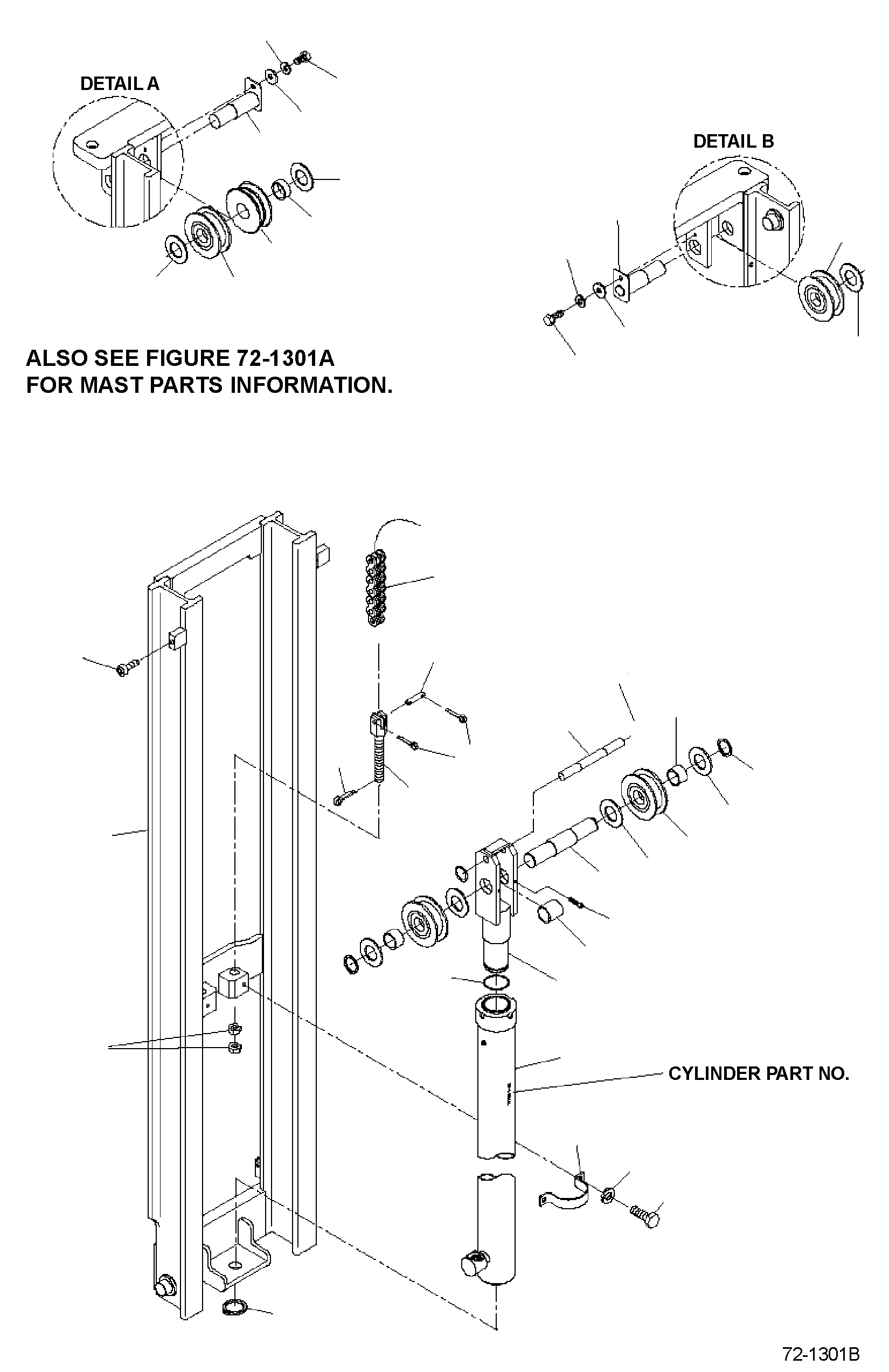 INNER RAIL, LOWERED HEIGHT 95 IN., MAX FORK HEIGHT 219.5 IN. BS501034 KOMATSU