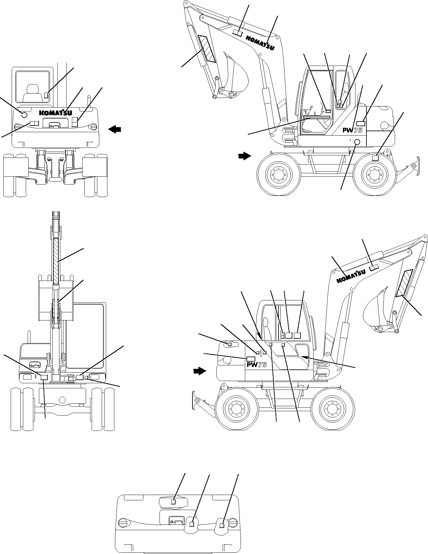 MARK PLATE, LIFTING CAPACITY (WITH 1-PIECE BOOM) 22E-98-11160 KOMATSU