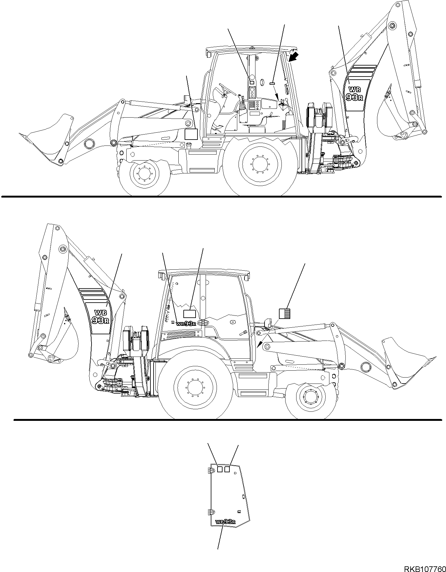 MARK PLATE, BACKHOE LIFTING CAPACITIES 42N-93-13541 KOMATSU