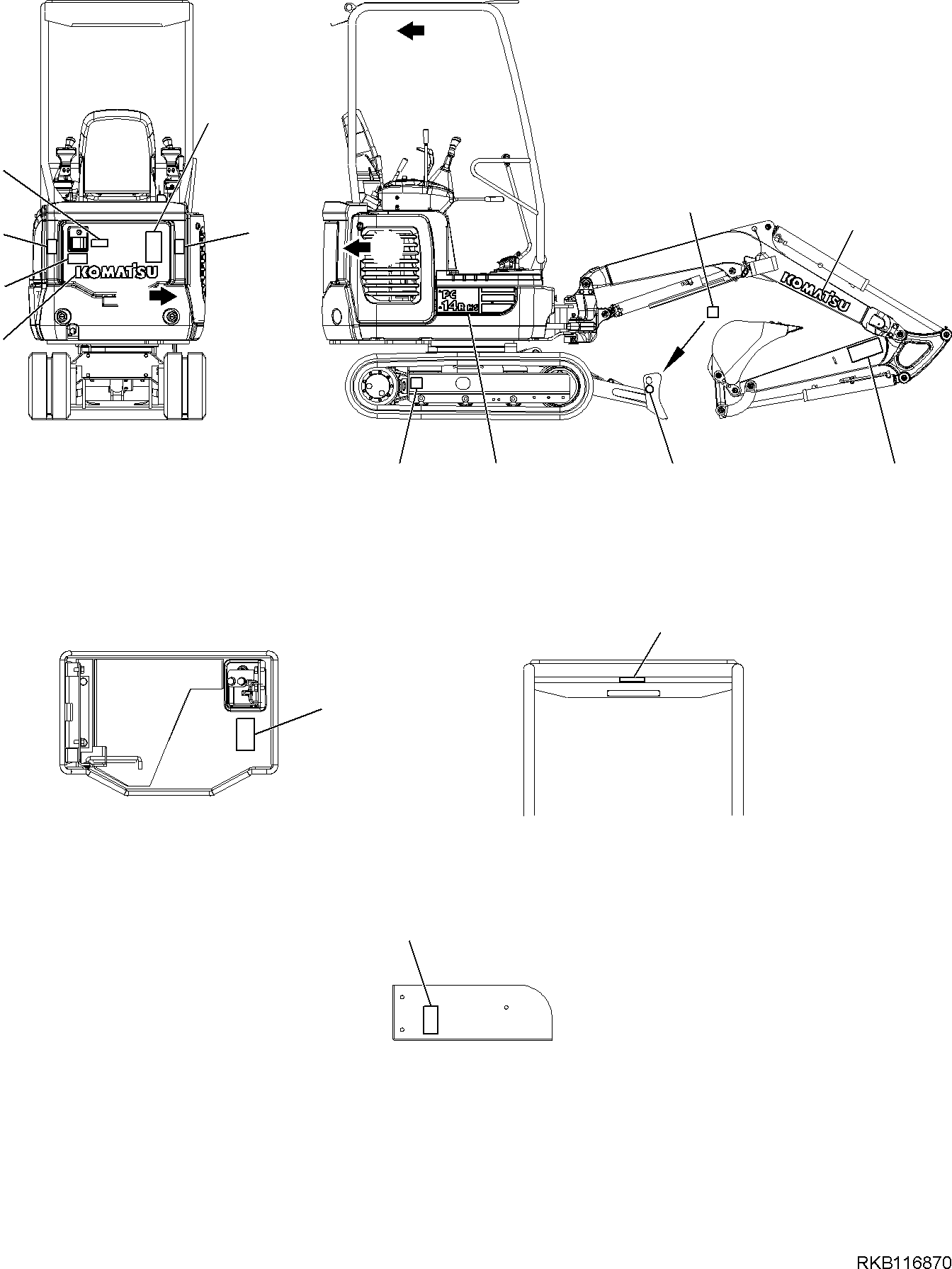 DECAL, PC14R HS 22L-09-R5160 KOMATSU
