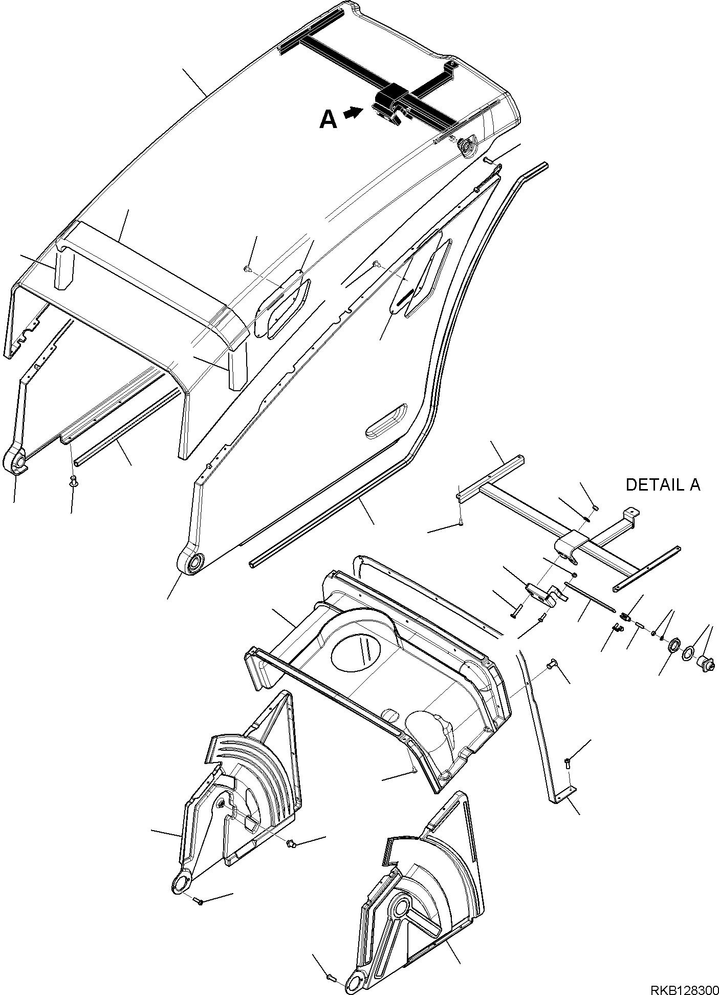 HOOD, R.H. 42N-54-39661 KOMATSU