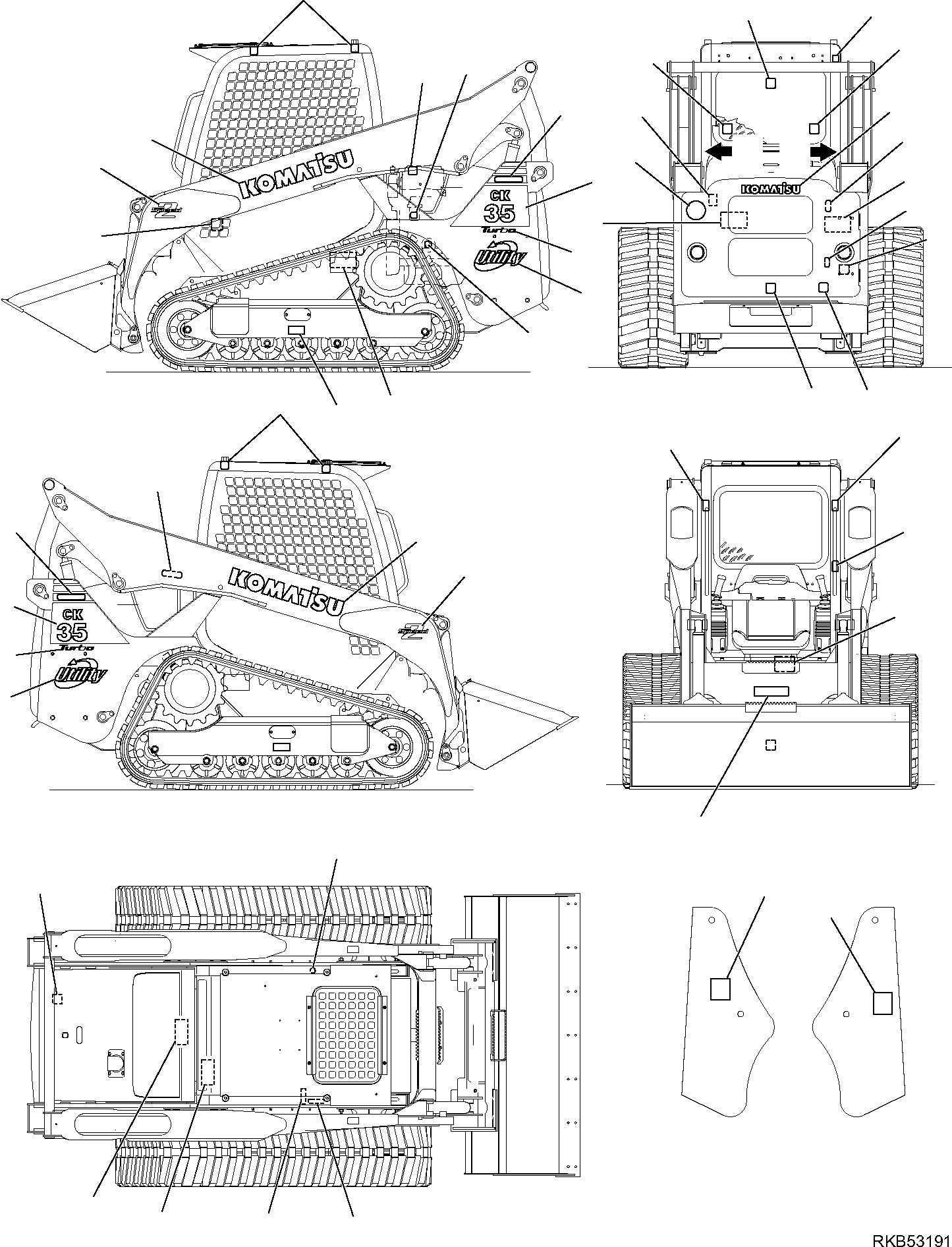 MARK PLATE, CK35, L.H. 37C-98-11610 KOMATSU