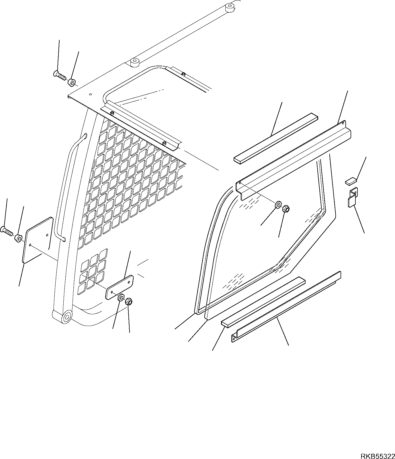 GLASS, R.H. WINDOW 37D-54-15320 KOMATSU
