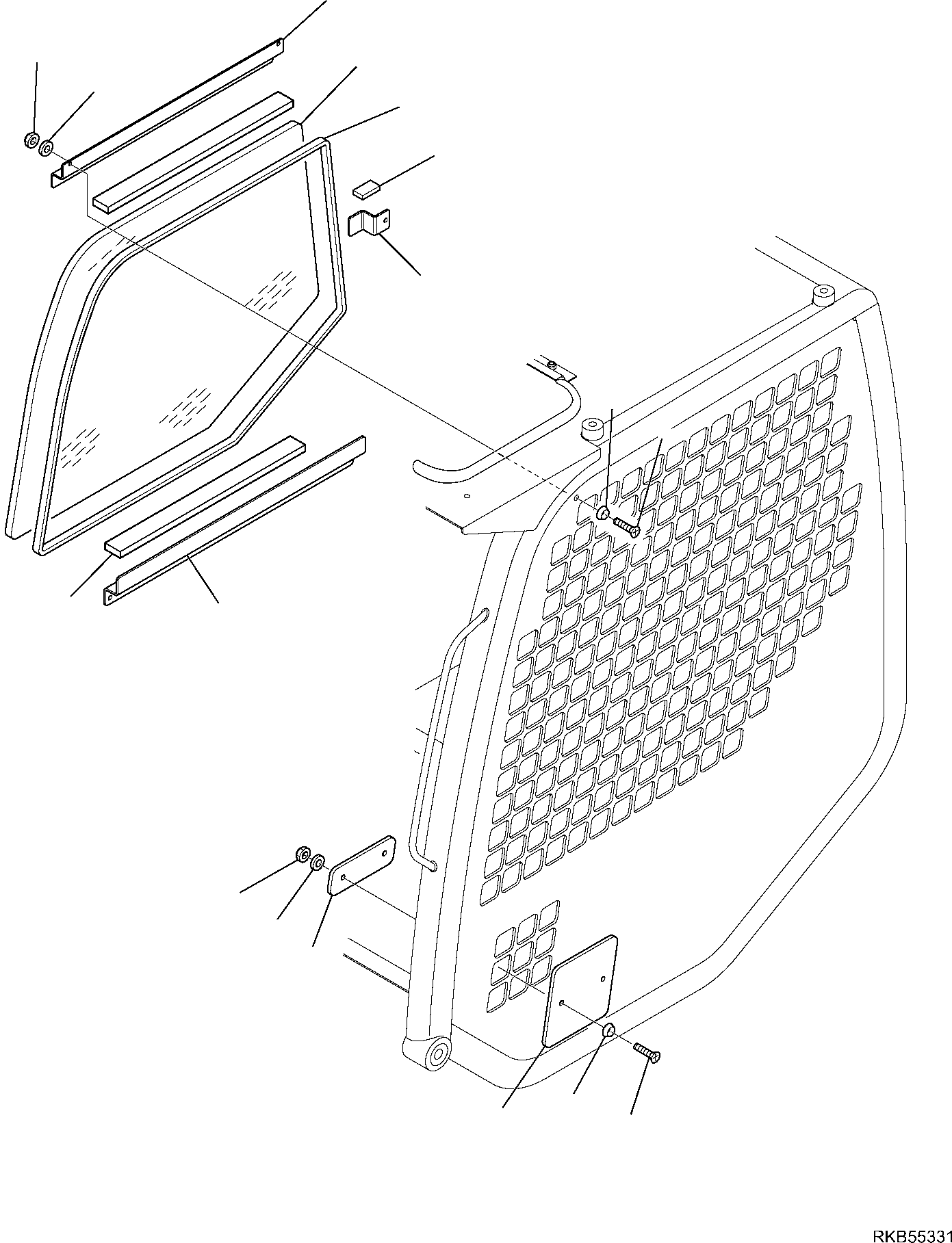 GLASS, L.H. WINDOW 37D-54-15310 KOMATSU