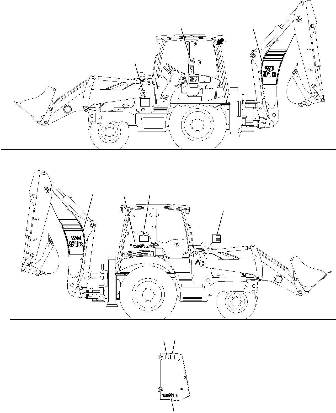 MARK PLATE, BACKHOE LIFTING CAPACITIES 42N-93-11980 KOMATSU