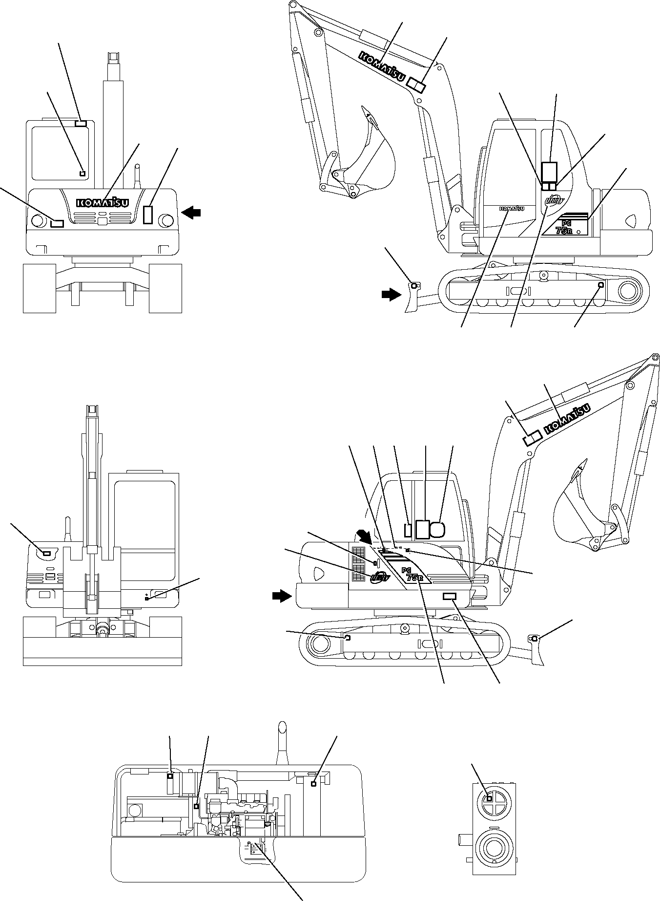 MARK PLATE, PC75R 22E-98-11961 KOMATSU