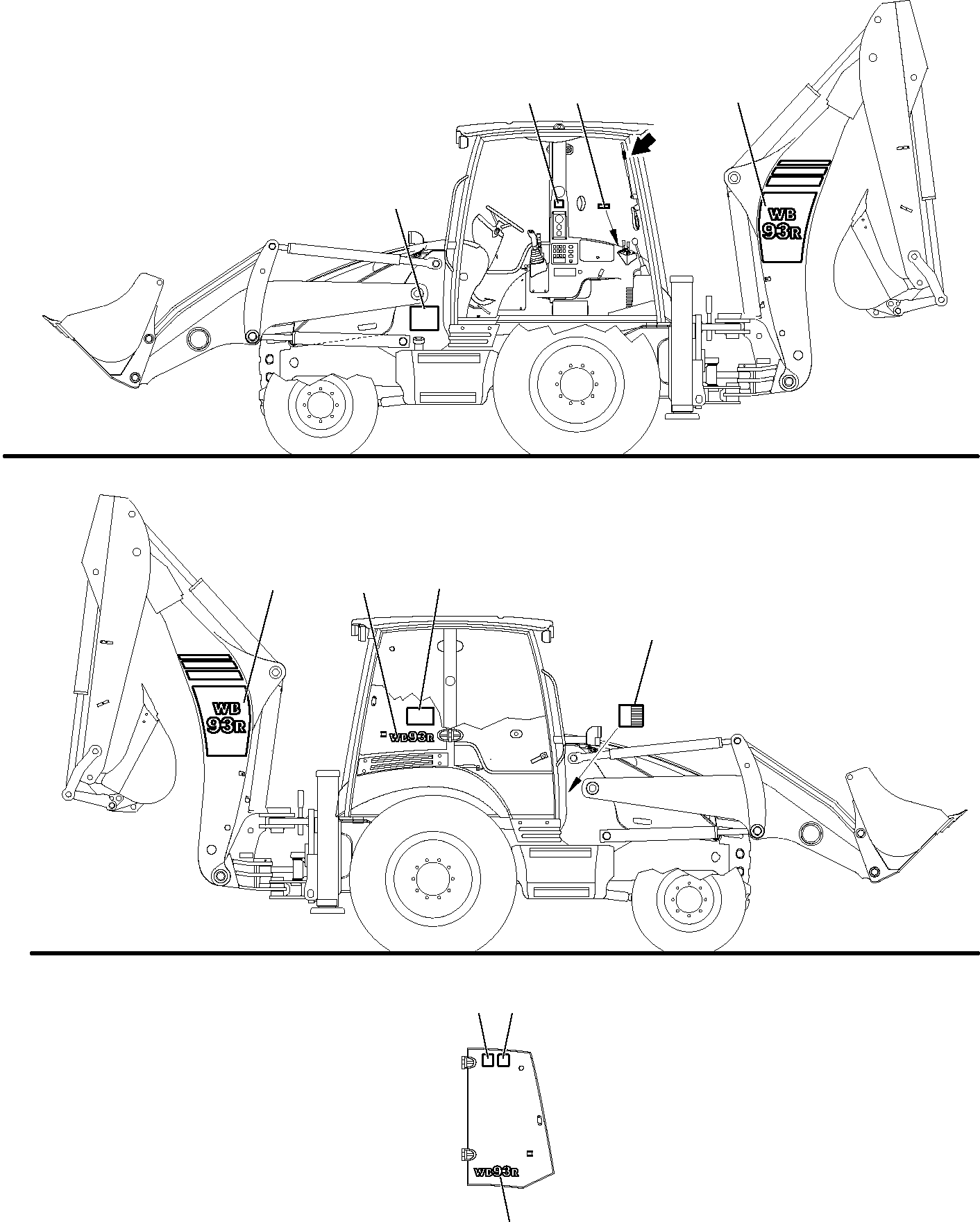 MARK PLATE, R.H. WB93R 42N-93-12950 KOMATSU
