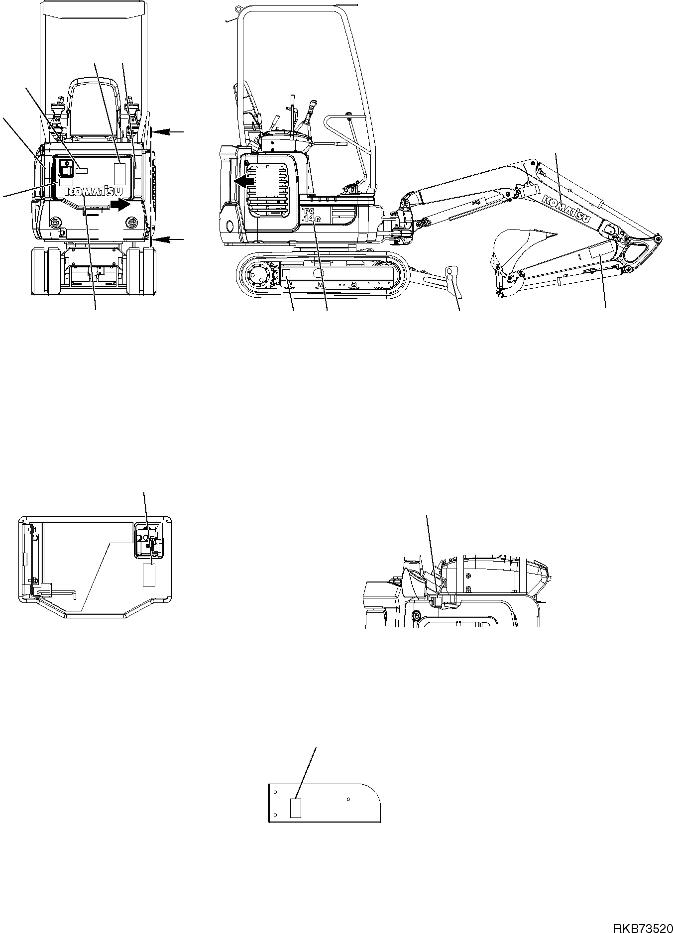 DECAL, PC14R 20M-98-R1130 KOMATSU