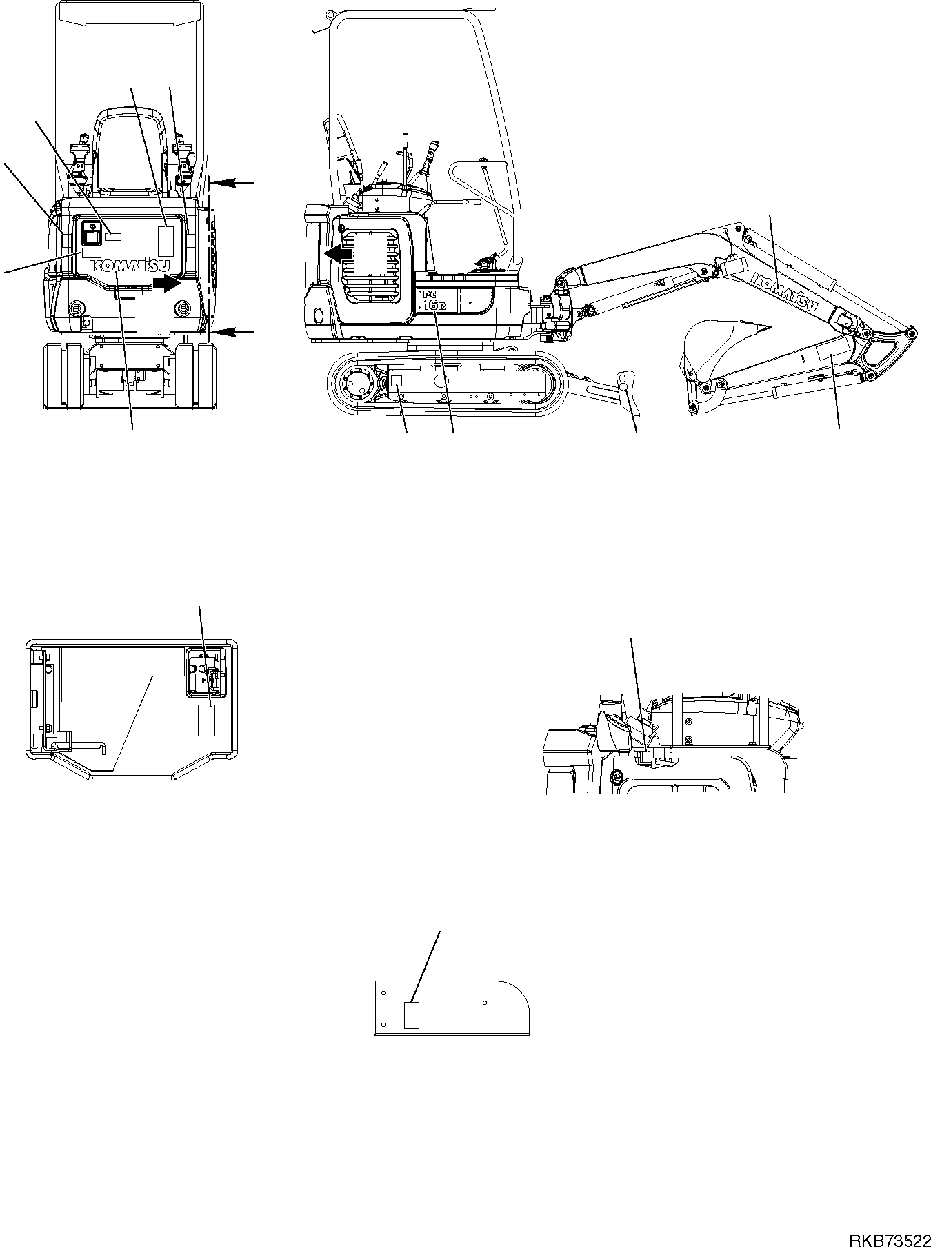 DECAL, PC16R 20W-98-R1130 KOMATSU