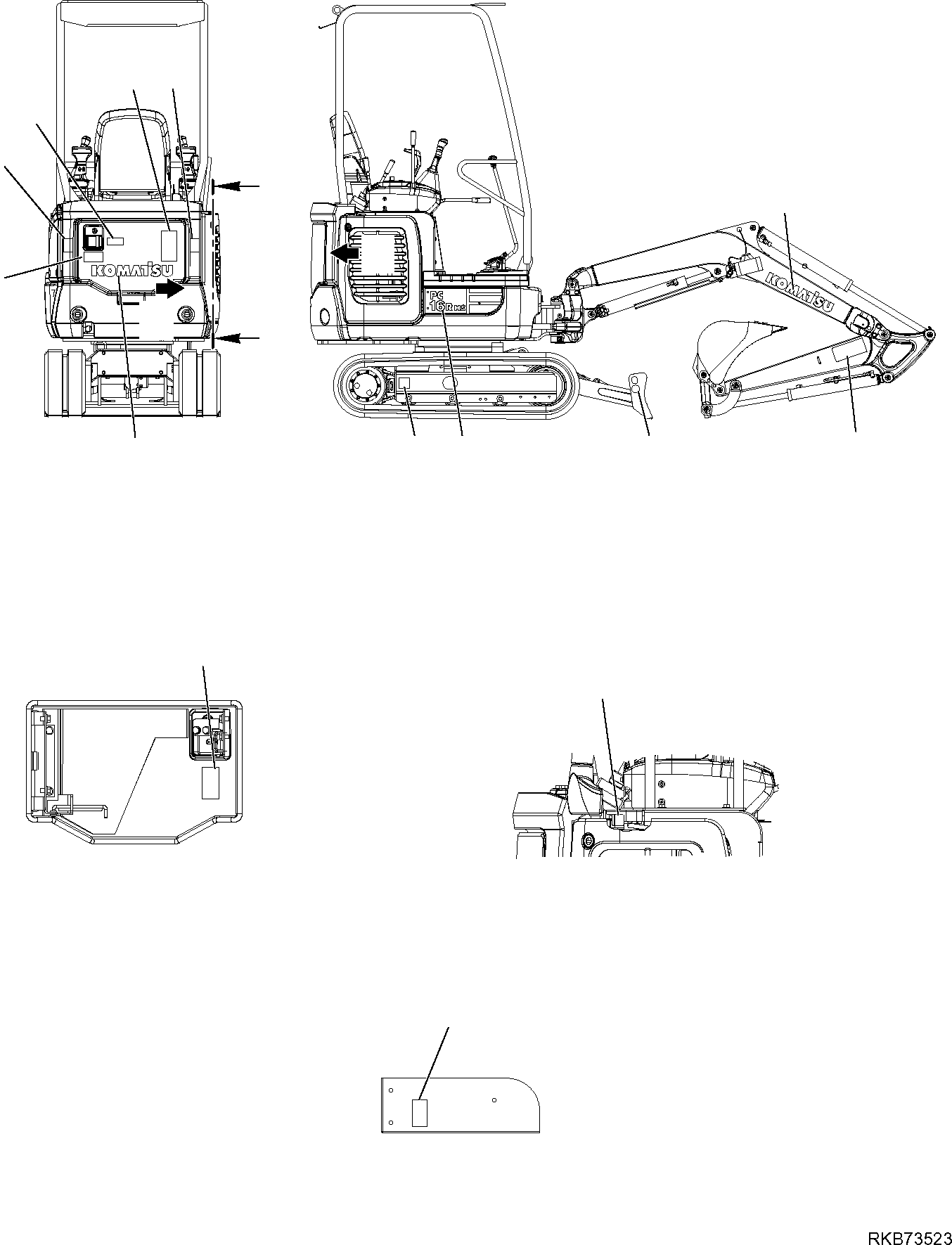 DECAL, PC16R HS 22L-09-R5151 KOMATSU