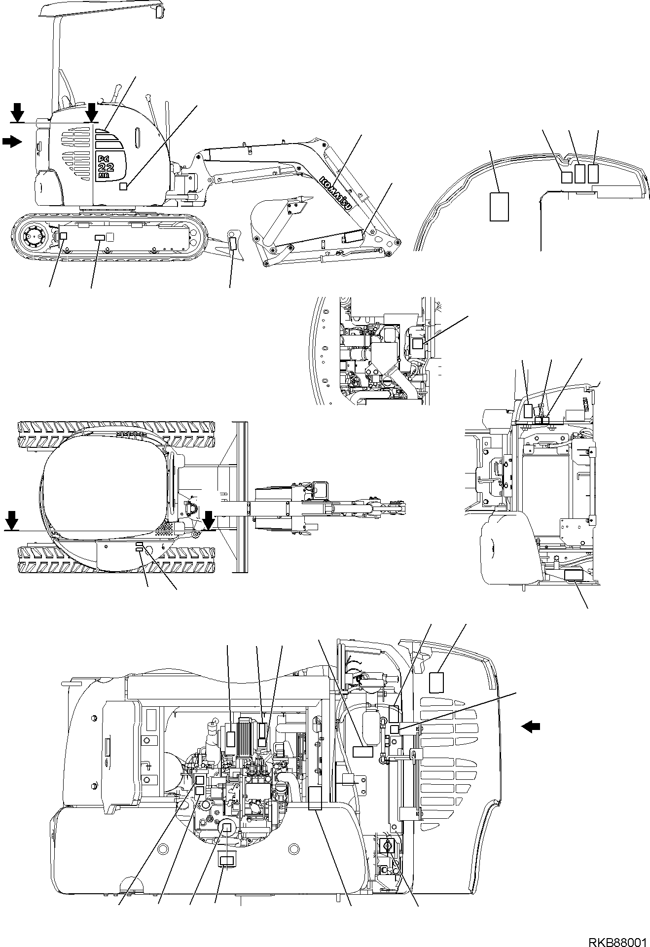 MARK PLATE, PC22MR-3, L.H. 22K-98-31130 KOMATSU