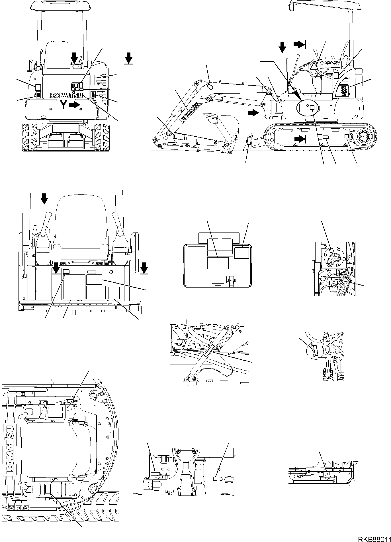 MARK PLATE, PC22MR-3, R.H. 22K-98-31140 KOMATSU