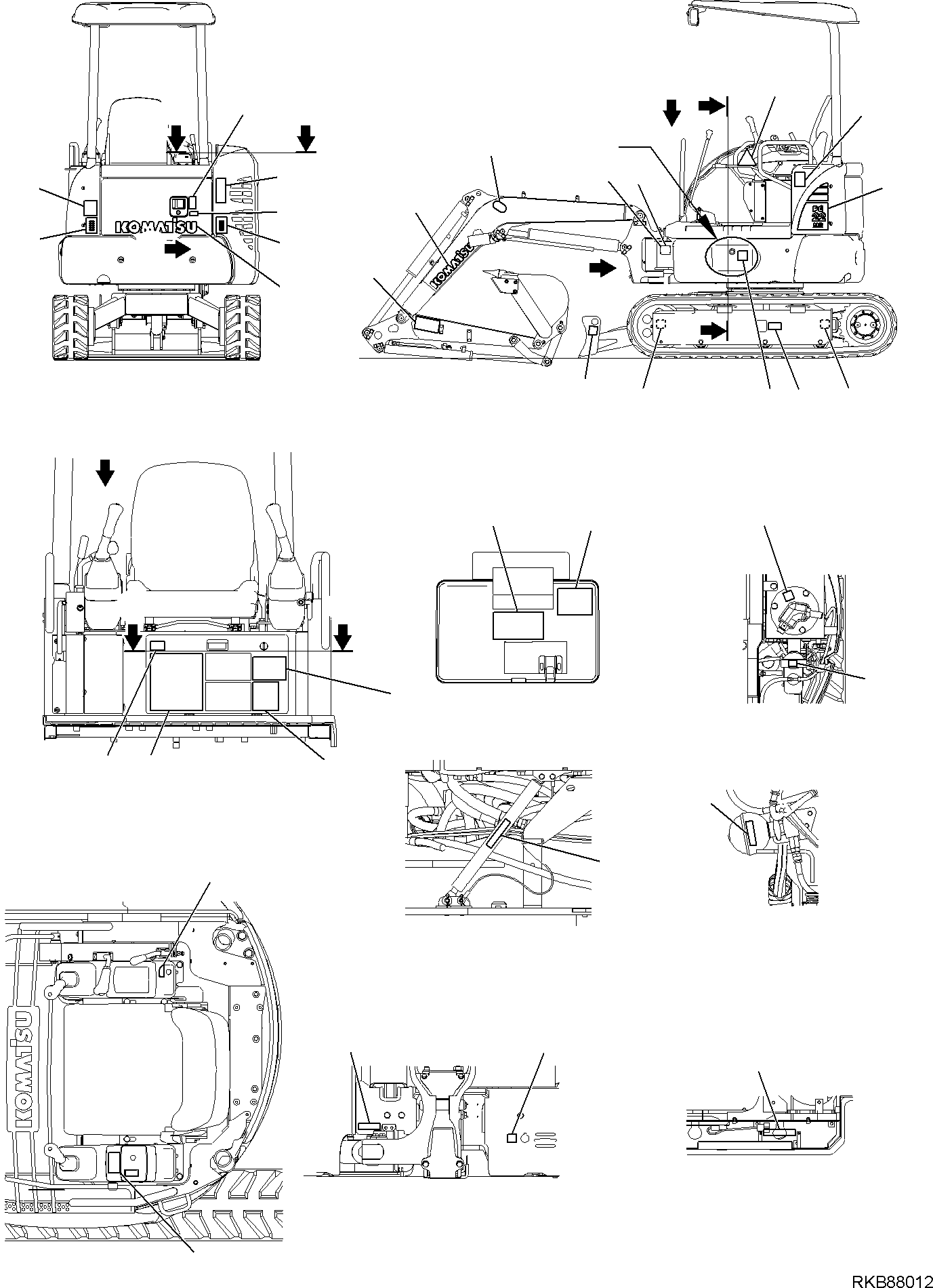 DECAL, LIFTING CAPACITY 22K-98-39120 KOMATSU
