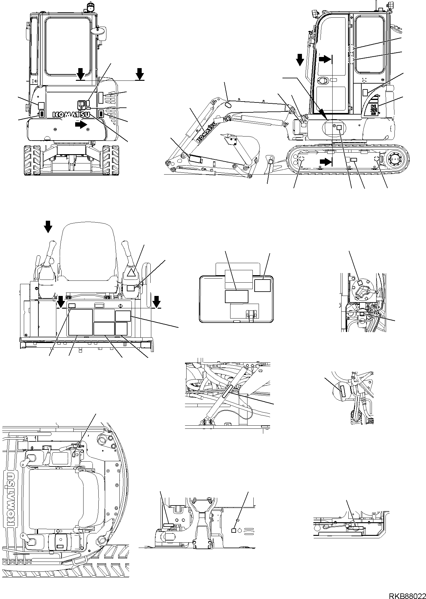 DECAL, LIFTING CAPACITY 22K-98-39110 KOMATSU