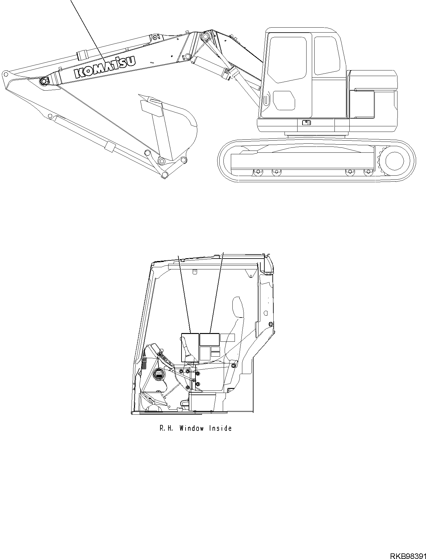 DECAL, LIFTING CAPACITY 22B-00-RA122 KOMATSU