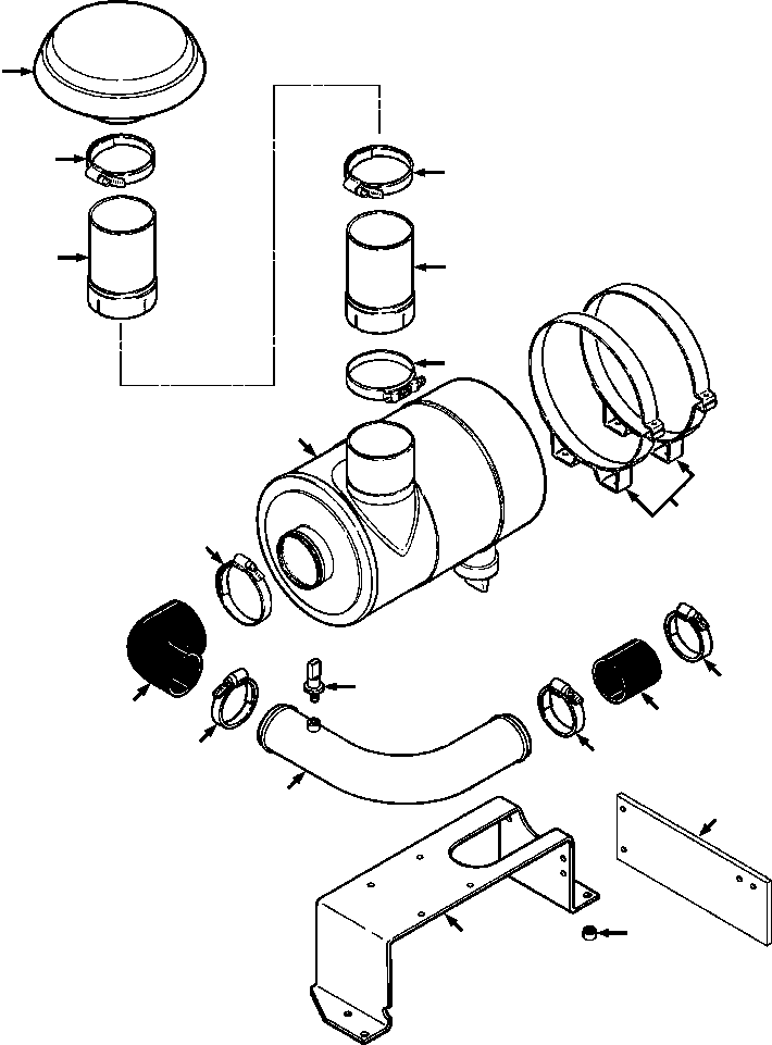 AIR CLEANER AND CONNECTIONS (1305 825 H91) KOMATSU