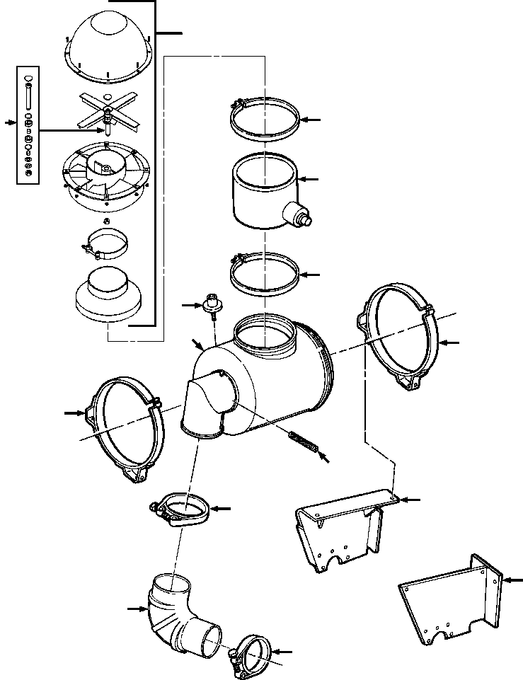 AIR CLEANER AND CONNECTIONS (1303 885 H91) KOMATSU