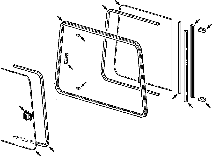 GLASS, SLIDING 1300 566 H2 KOMATSU