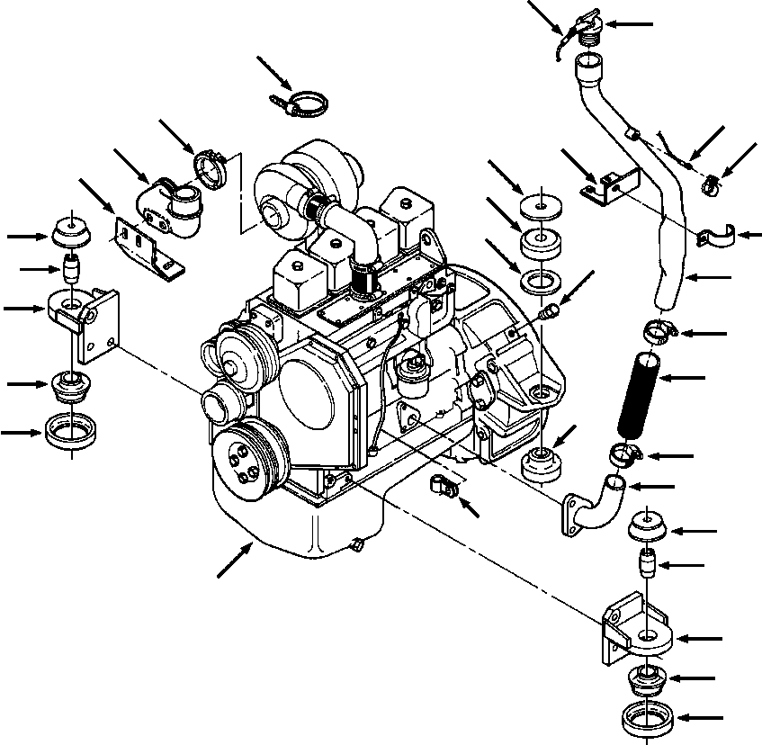 ENGINE AND MOUNTING 1271 098 H91 KOMATSU