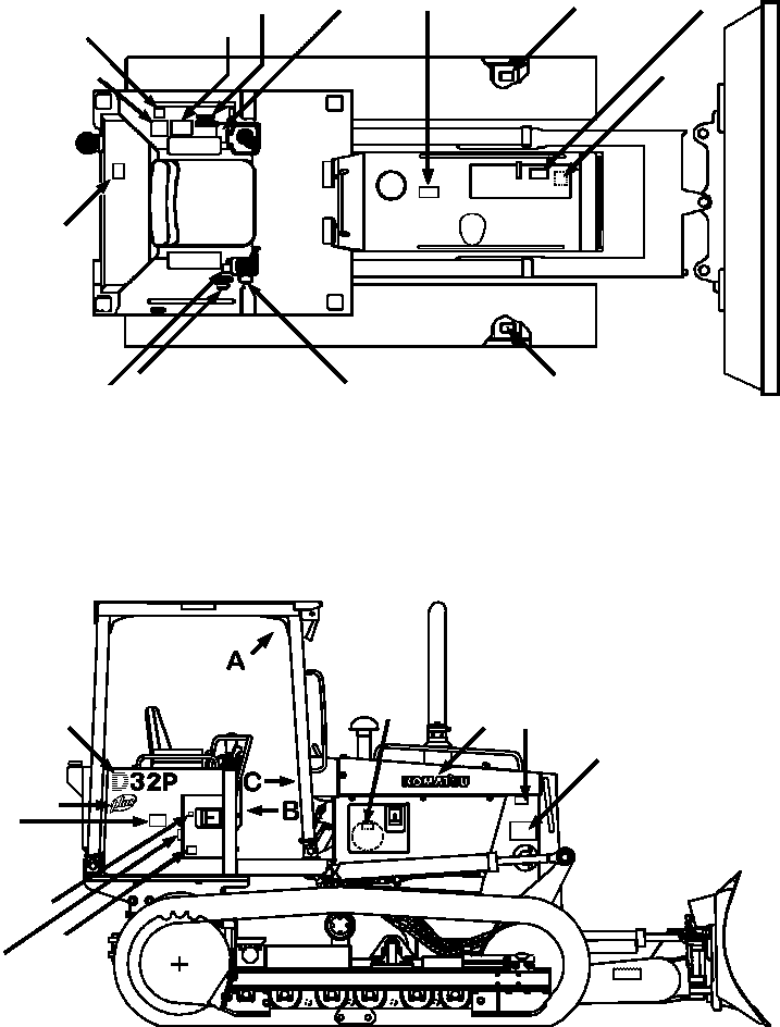 WARNING, INSTRUCTIONS 09654-13001 KOMATSU