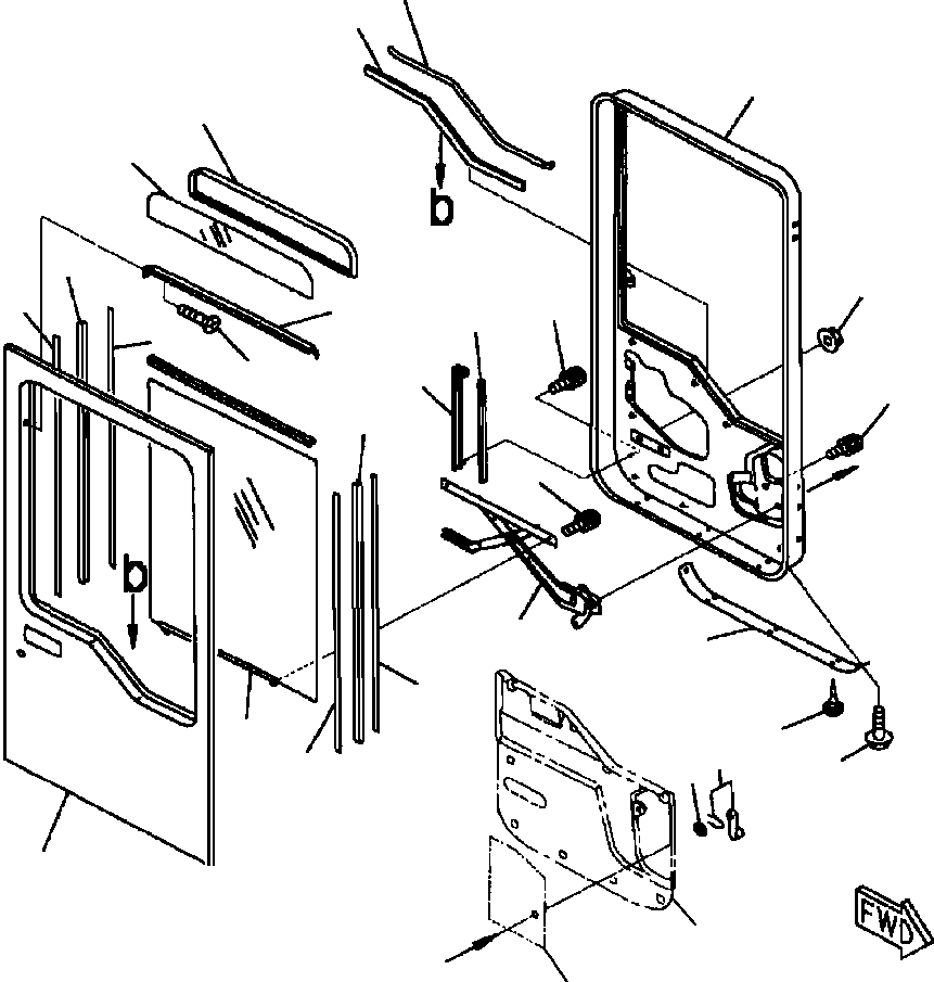 GLASS, R.H. CAB DOOR 421-96-62430 KOMATSU