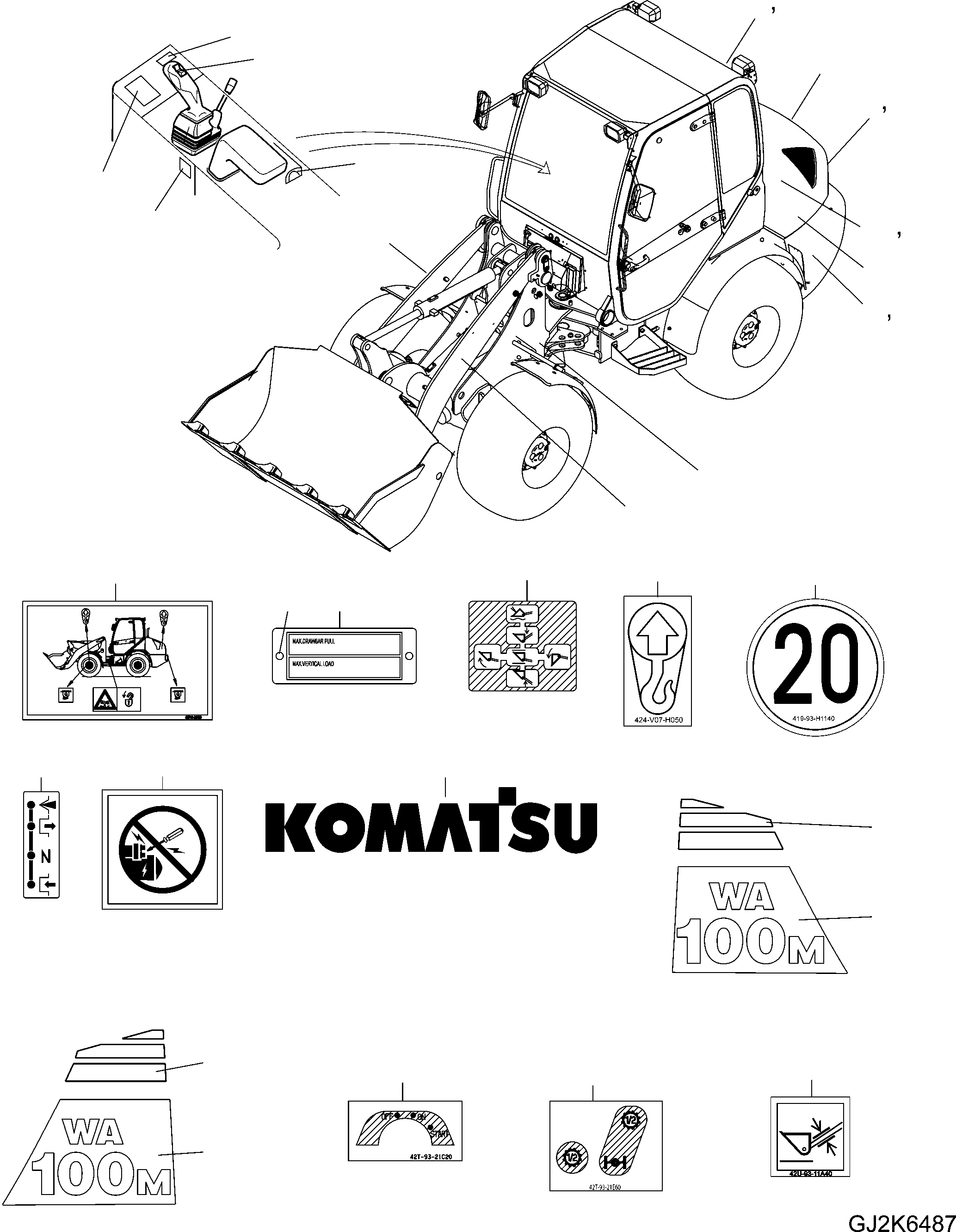 DECAL, STRIPES, LH 42W-93-31040 KOMATSU