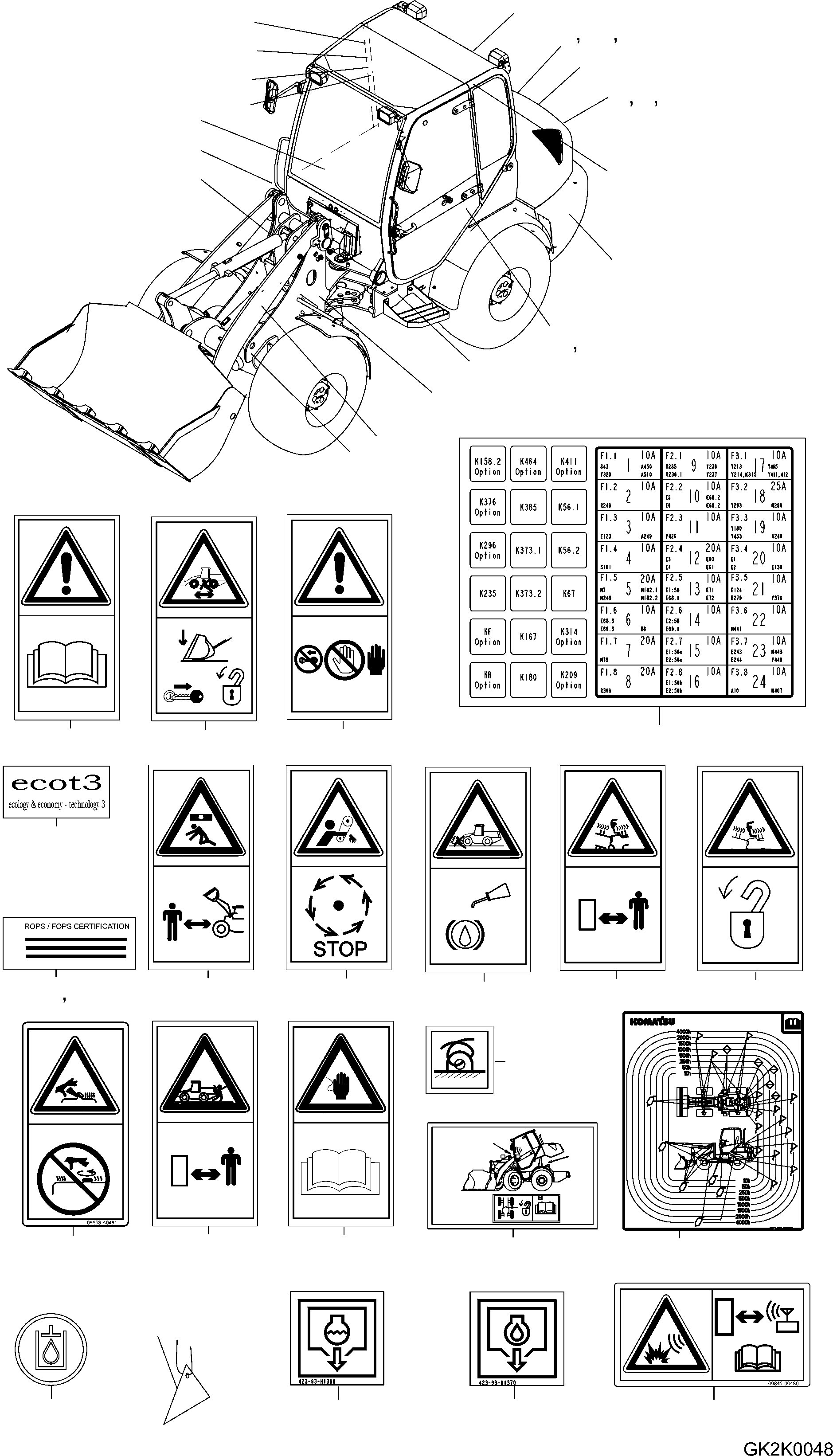 DECAL, RELAY + FUSE 42W-93-31200 KOMATSU