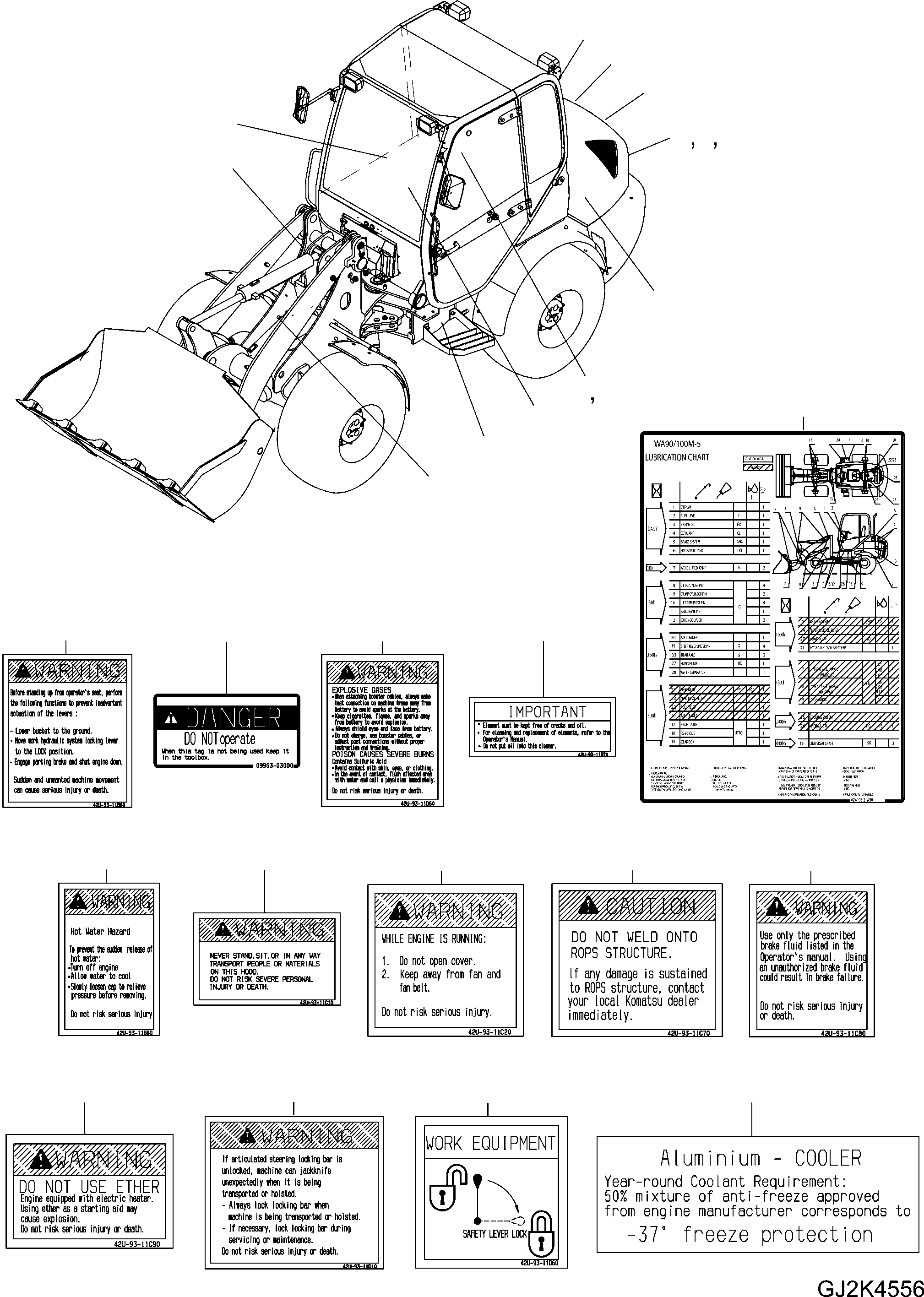 NOTE PLATE 42W-93-21A90 KOMATSU