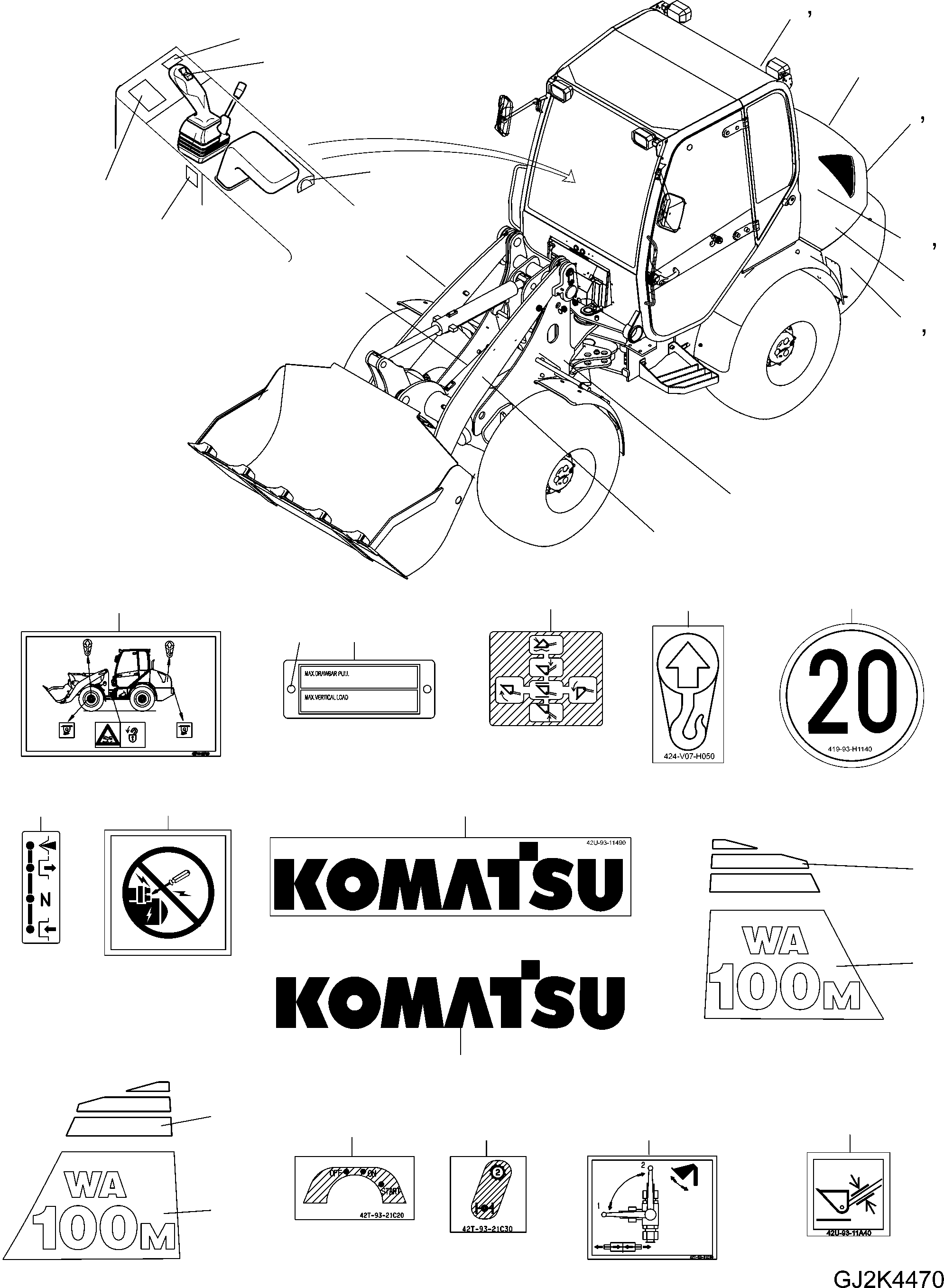 NOTE PLATE 42T-93-21C30 KOMATSU