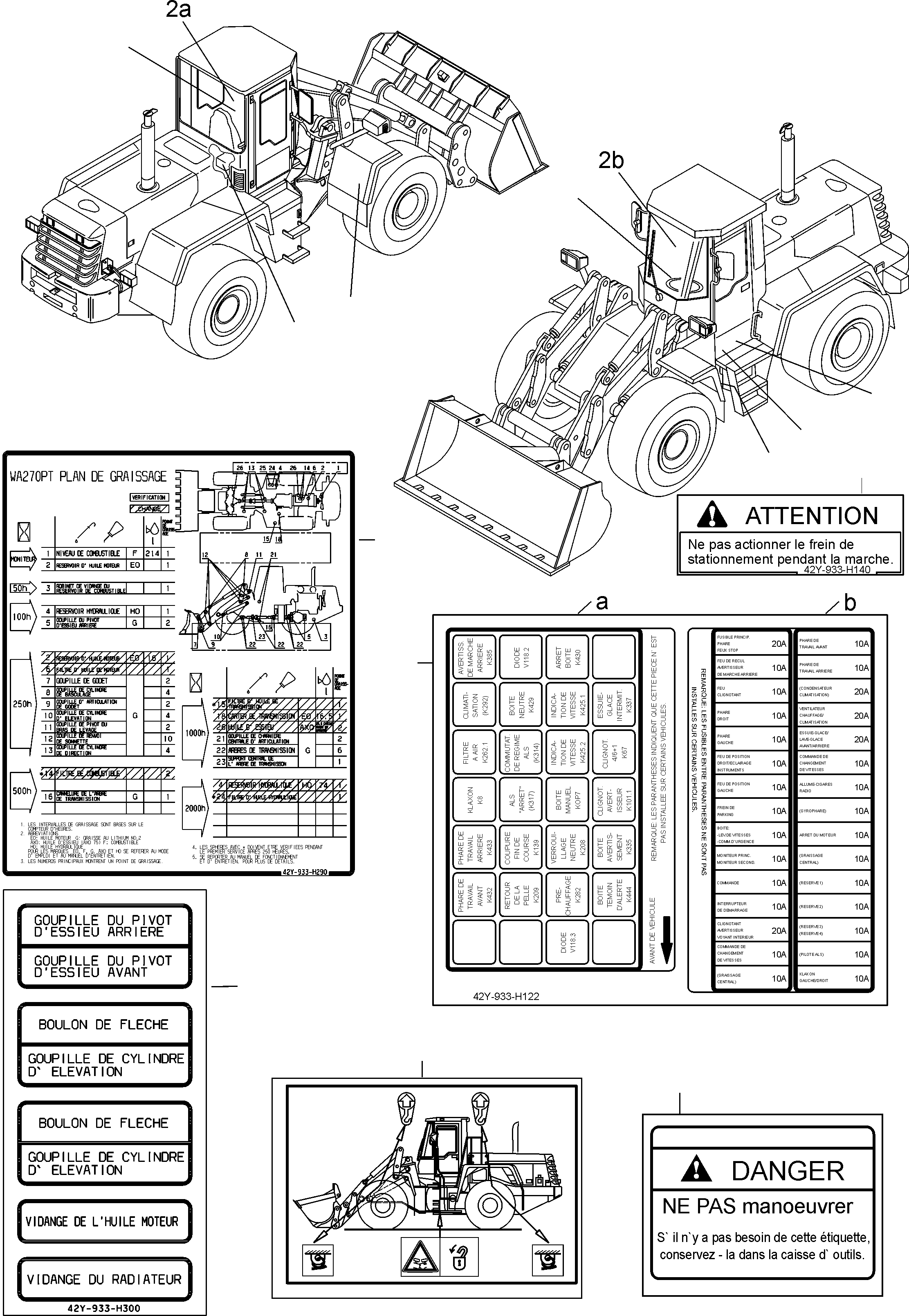 NOTE PLATE 42Y-933-H290 KOMATSU