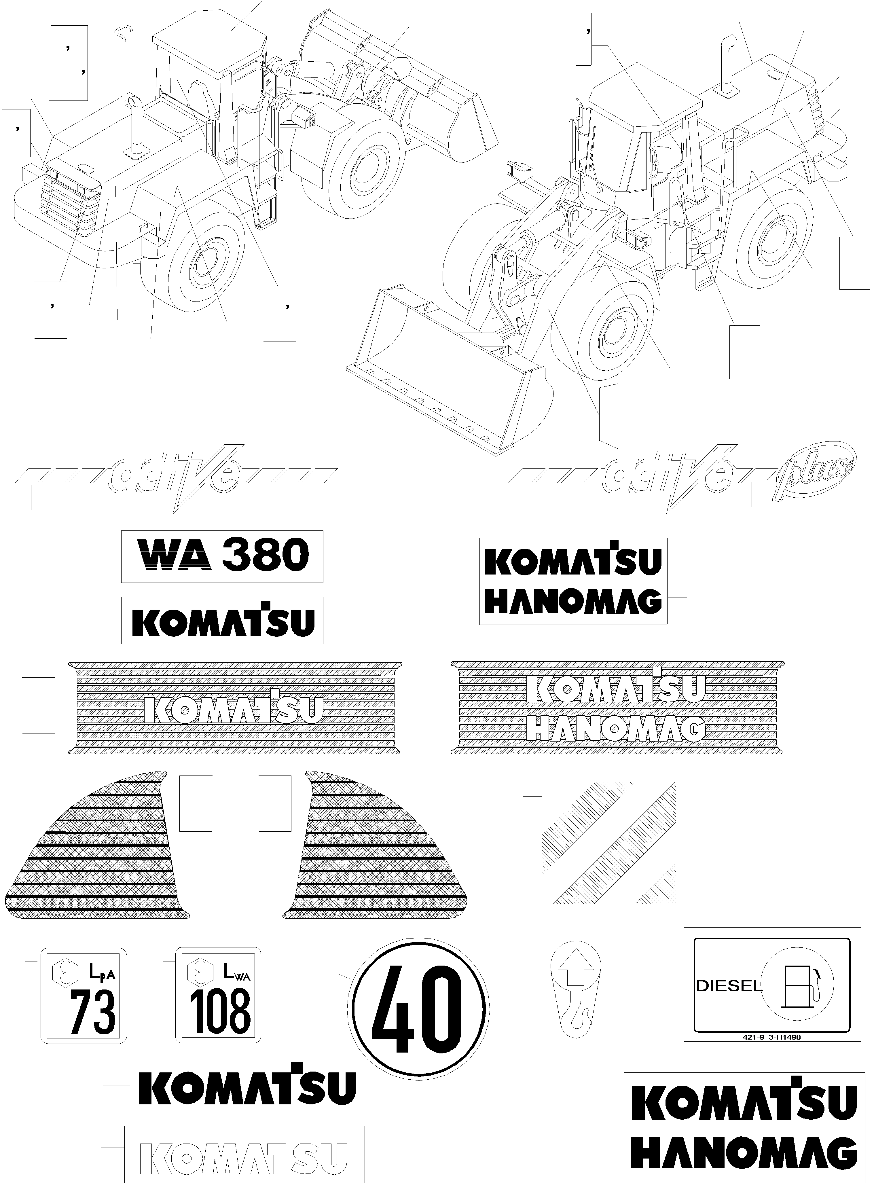 Табличка komatsu 421-93-21170 KOMATSU