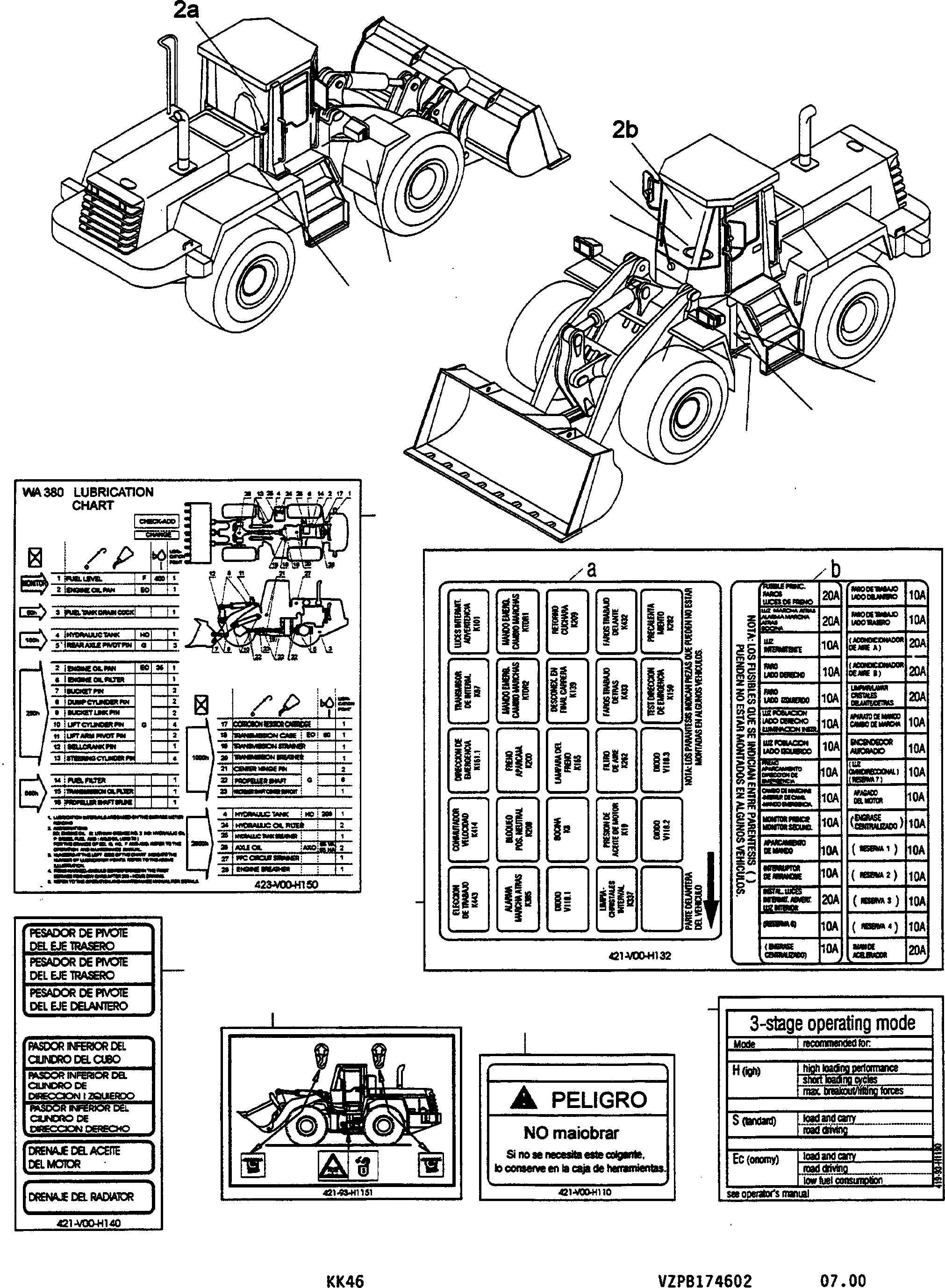 NOTE PLATE 423-V00-H150 KOMATSU