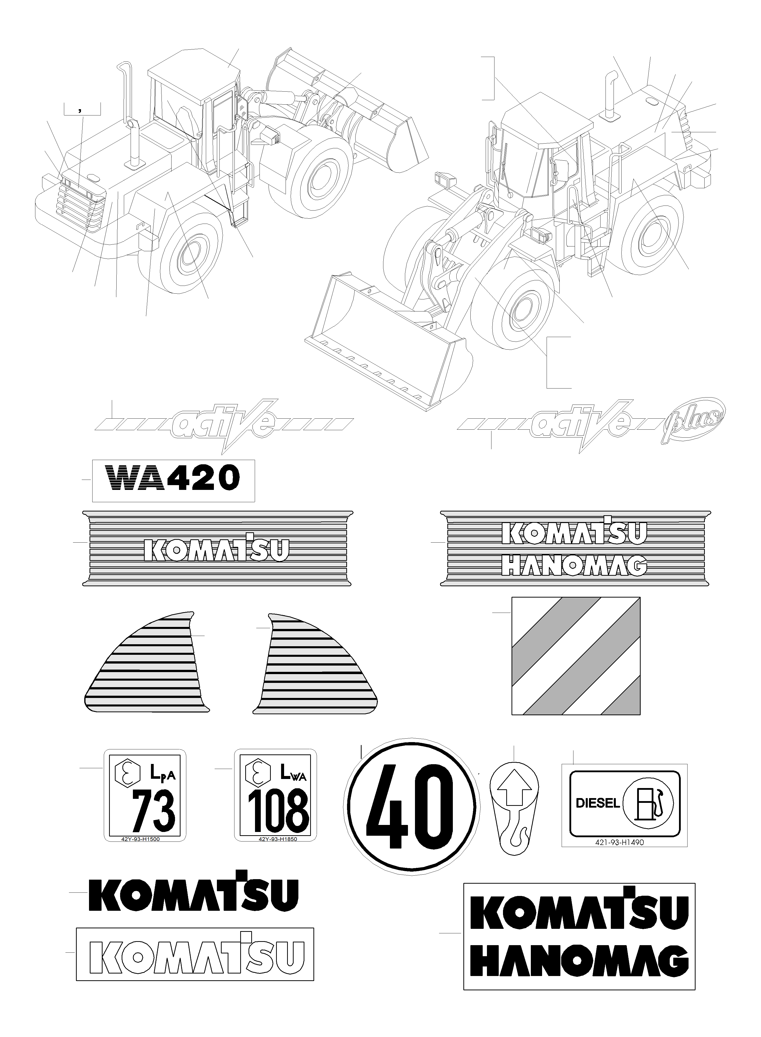 Наклейка 421-93-H2790 KOMATSU