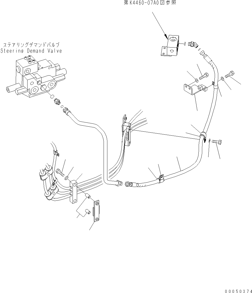 BRAKE CONTROL (BRAKE VALVE PIPING) (DRAIN) (1/2) See Fig.K4460-07A0 KOMATSU