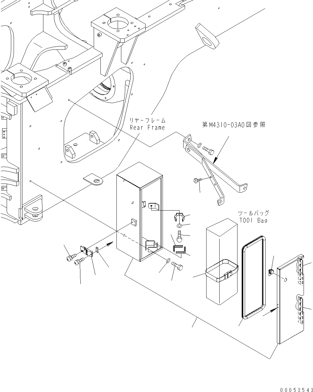 LADDER (SUPPORT MOUNT AND COVER) See Fig.M4310-03A0 KOMATSU