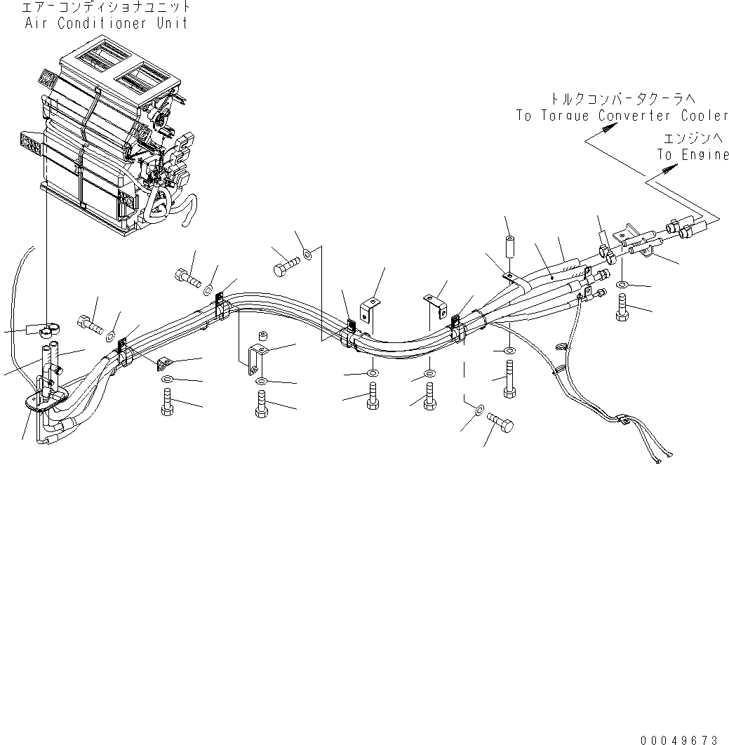 HEATER PIPING (FRONT FRAME) See Fig.K0713-01A0 KOMATSU