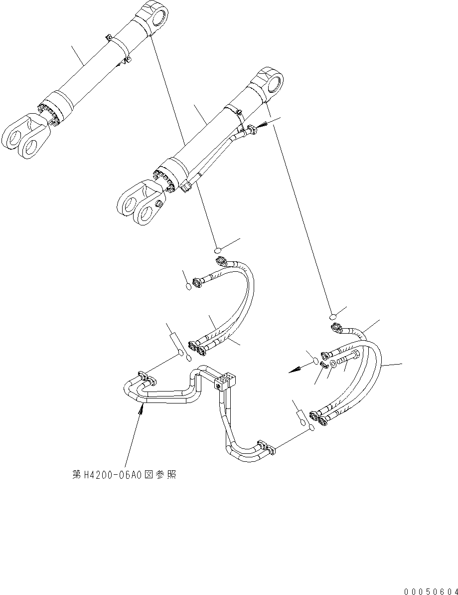 HYDRAULIC PIPING (LIFT CYLINDER LINE) See Fig.H4200-06A0 KOMATSU