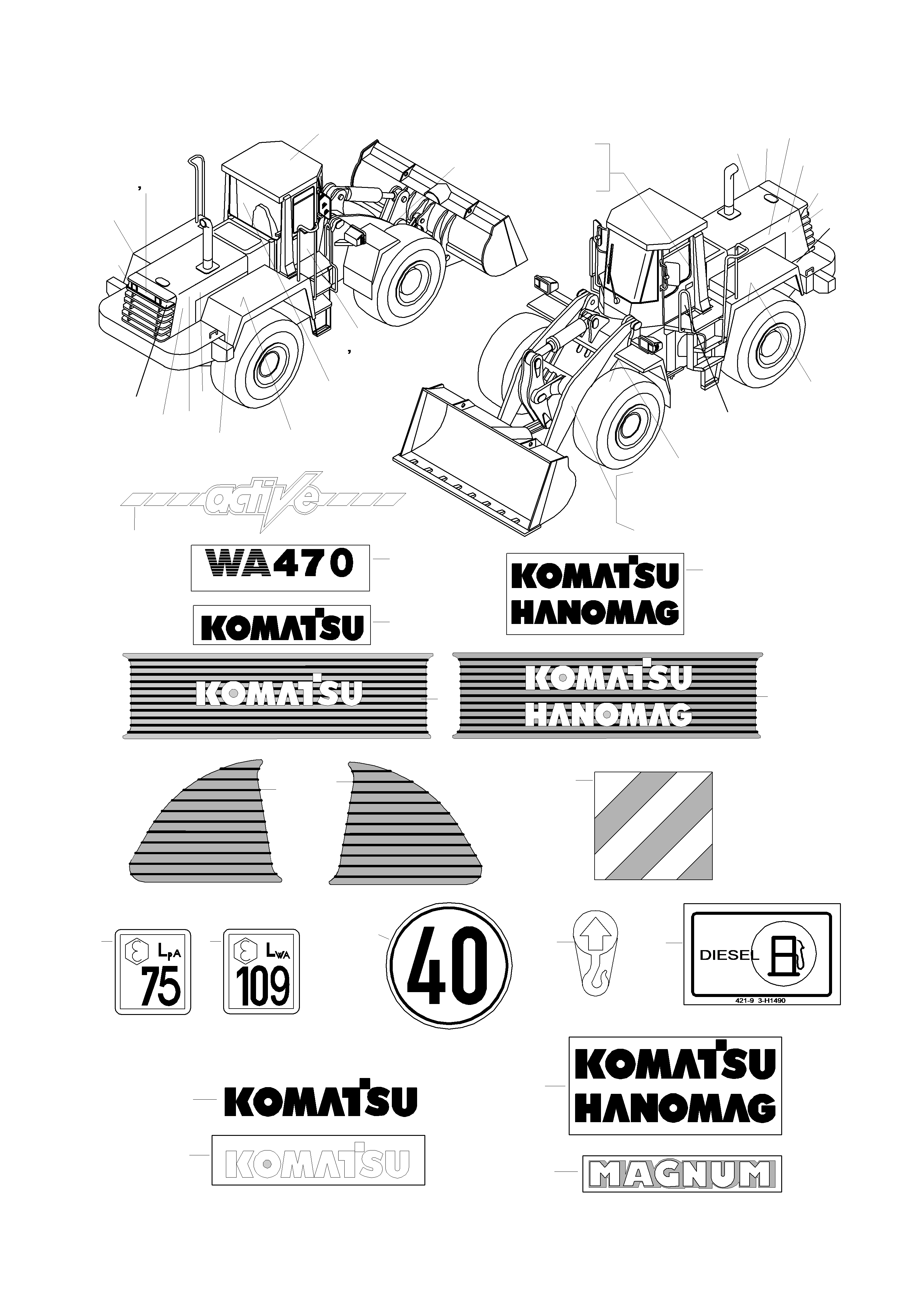 NOTE PLATE 42Y-93-H1860 KOMATSU