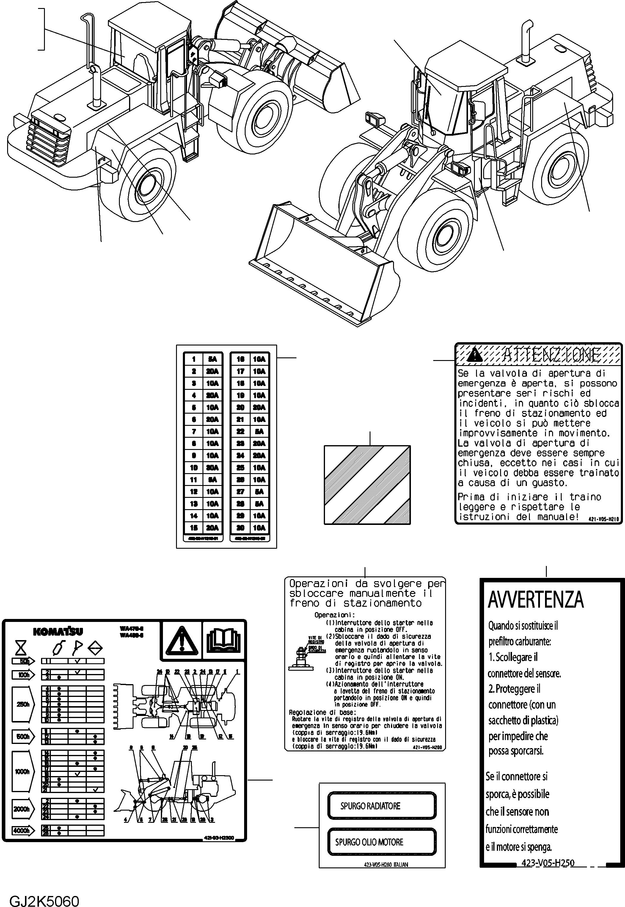 Табличка смазки 421-V05-H260 KOMATSU