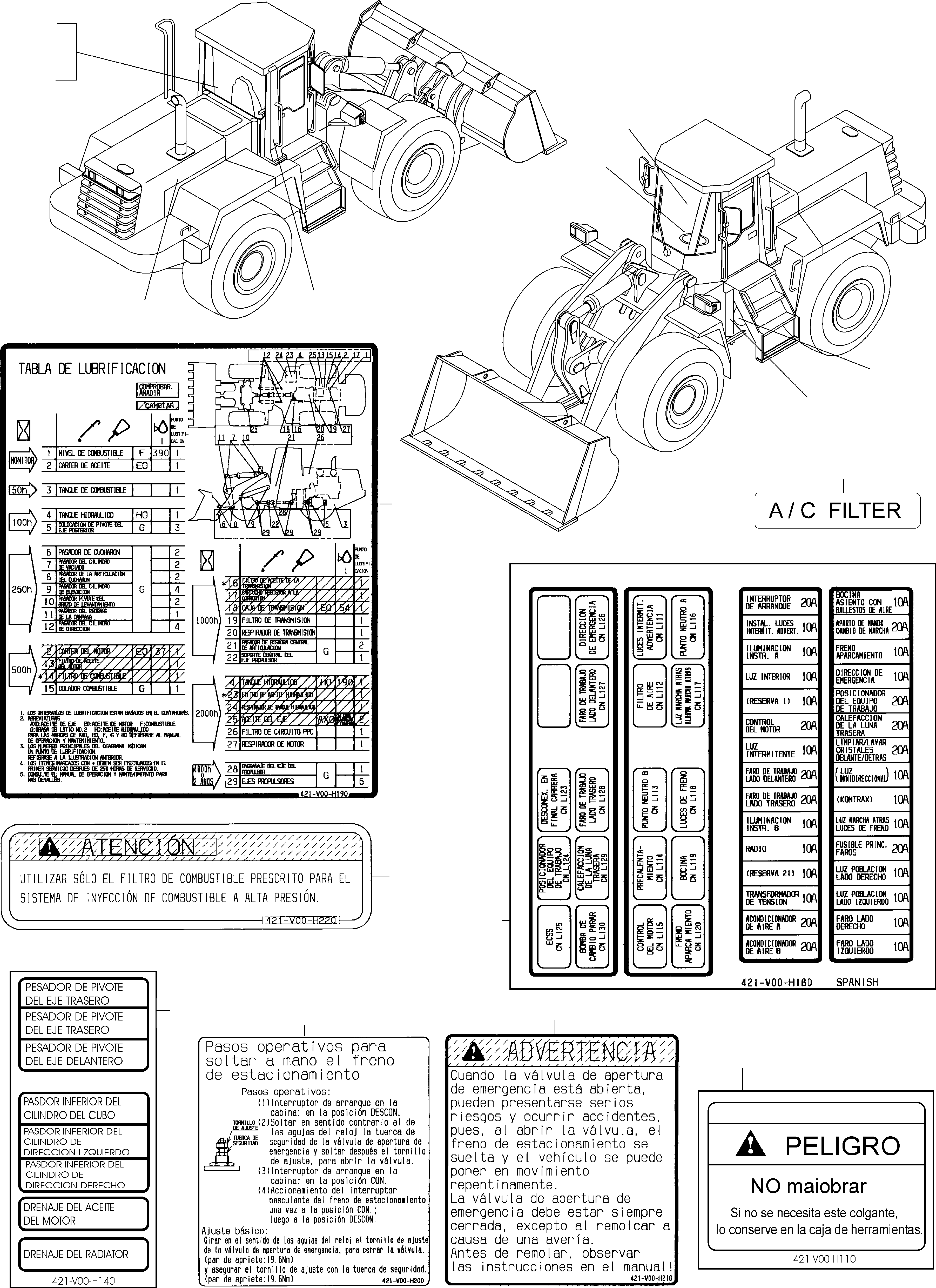 NOTE PLATE 421-V00-H230 KOMATSU