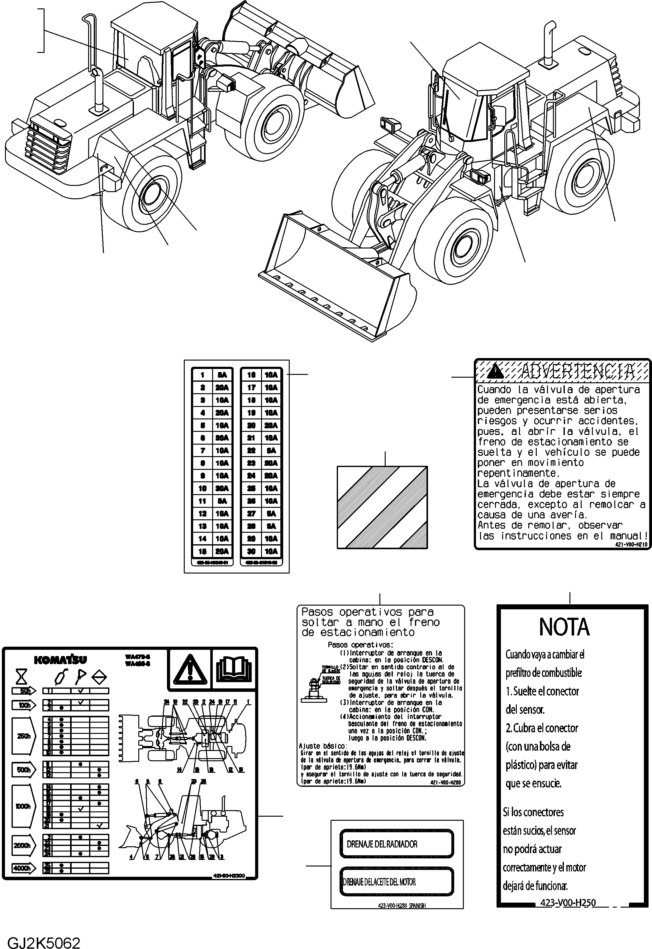 Табличка смазки 421-V00-H271 KOMATSU
