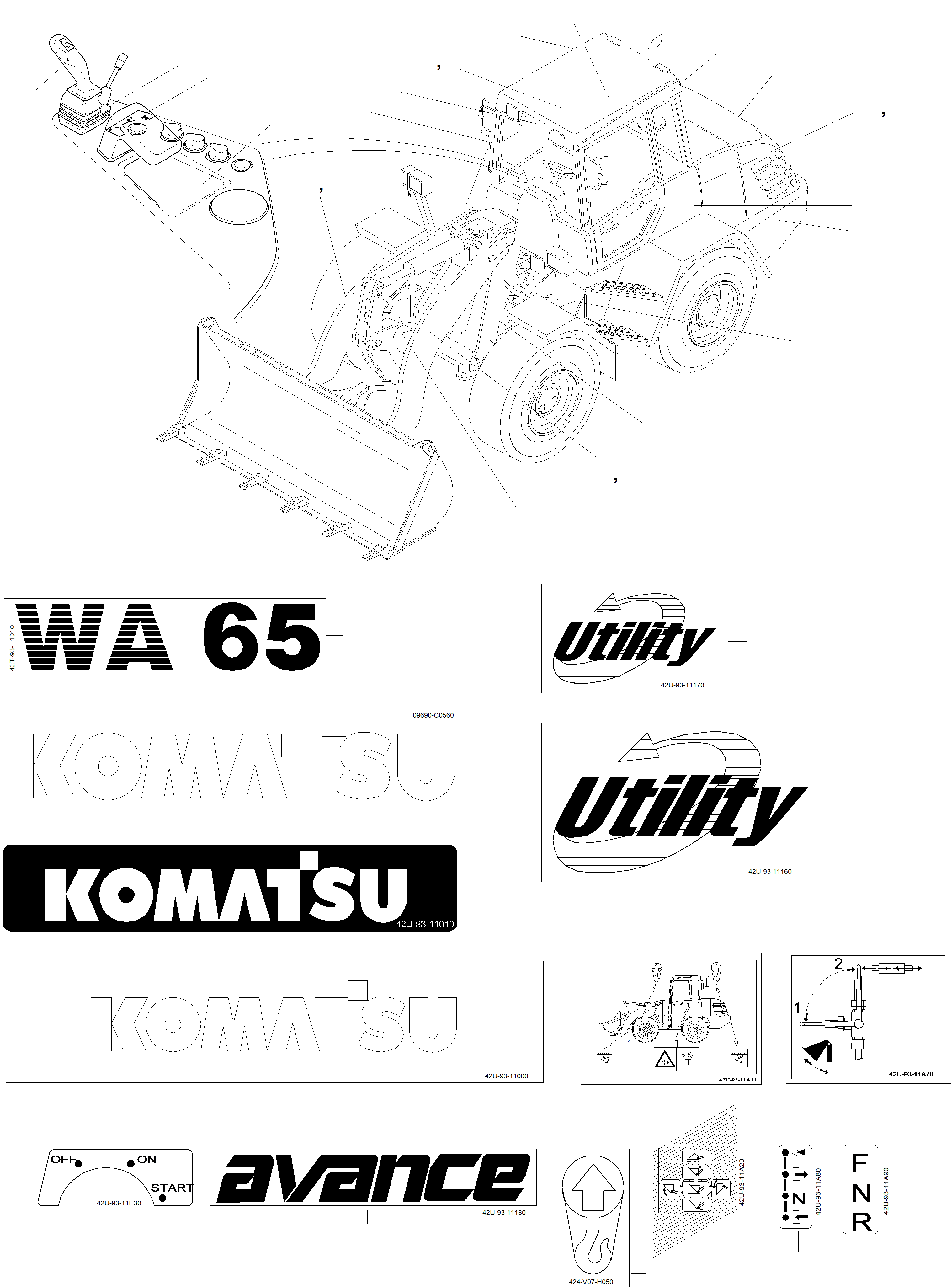 NOTE PLATE 42U-93-11E30 KOMATSU