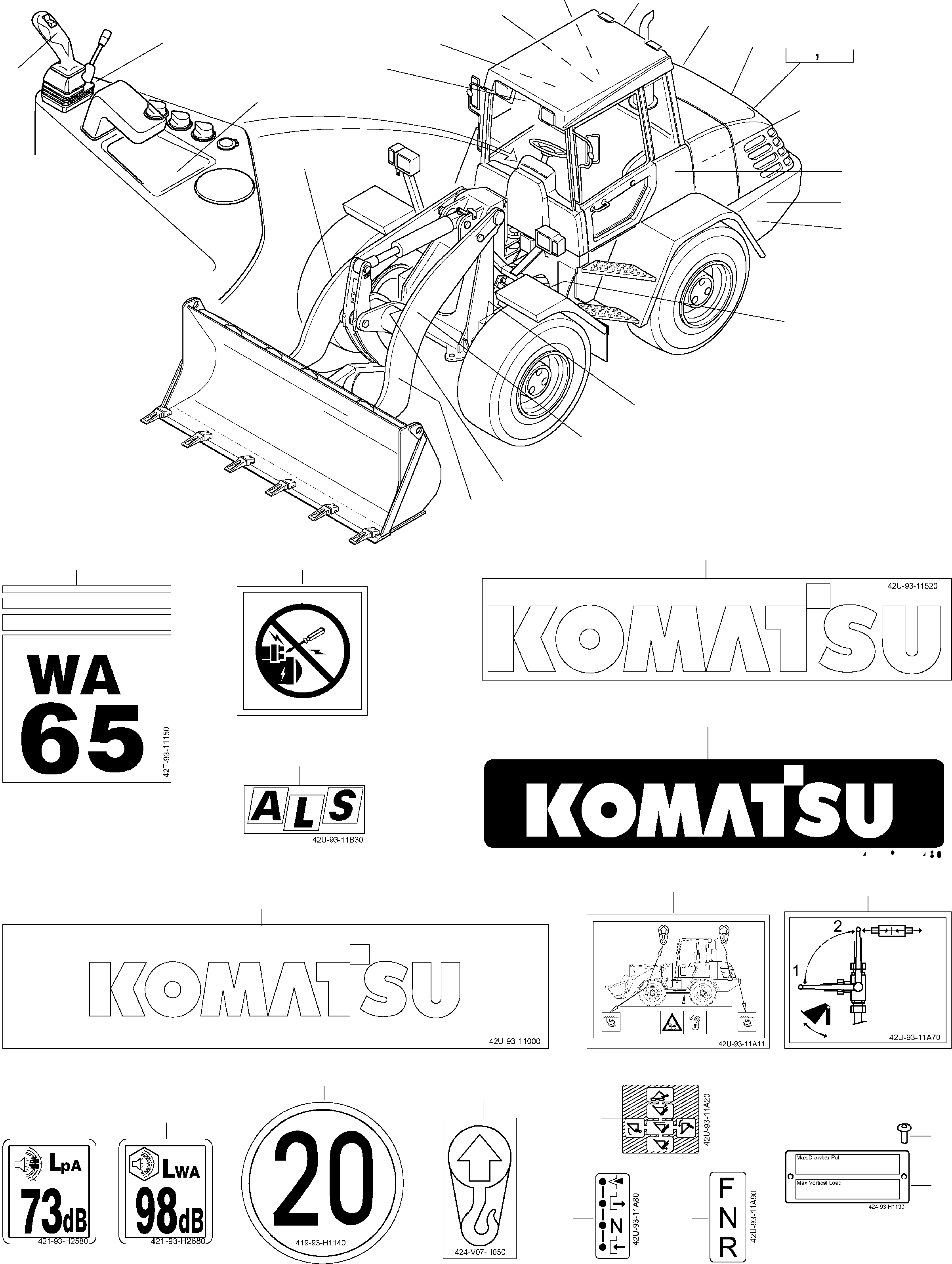 NOTE PLATE 421-93-H2680 KOMATSU